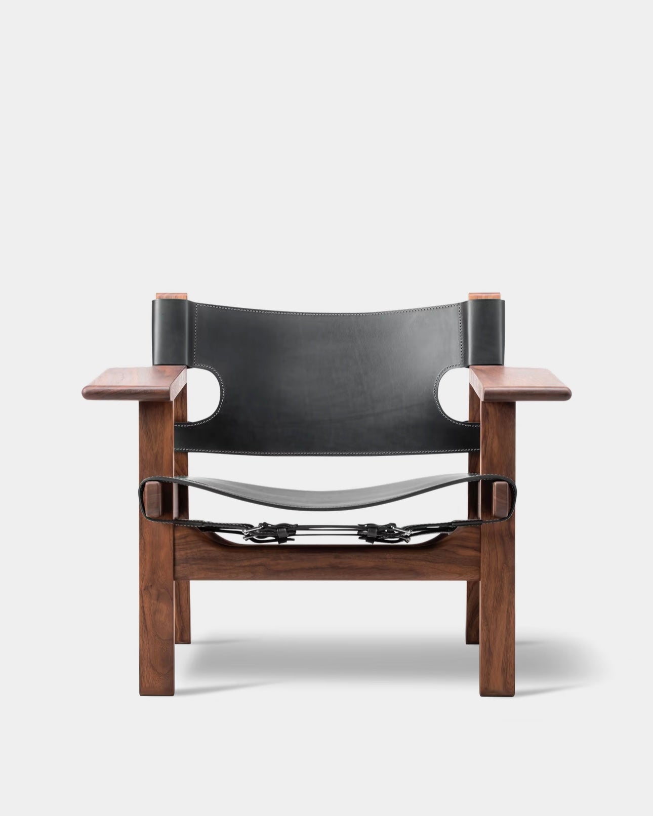 The Spanish Chair | Black Leather and Walnut