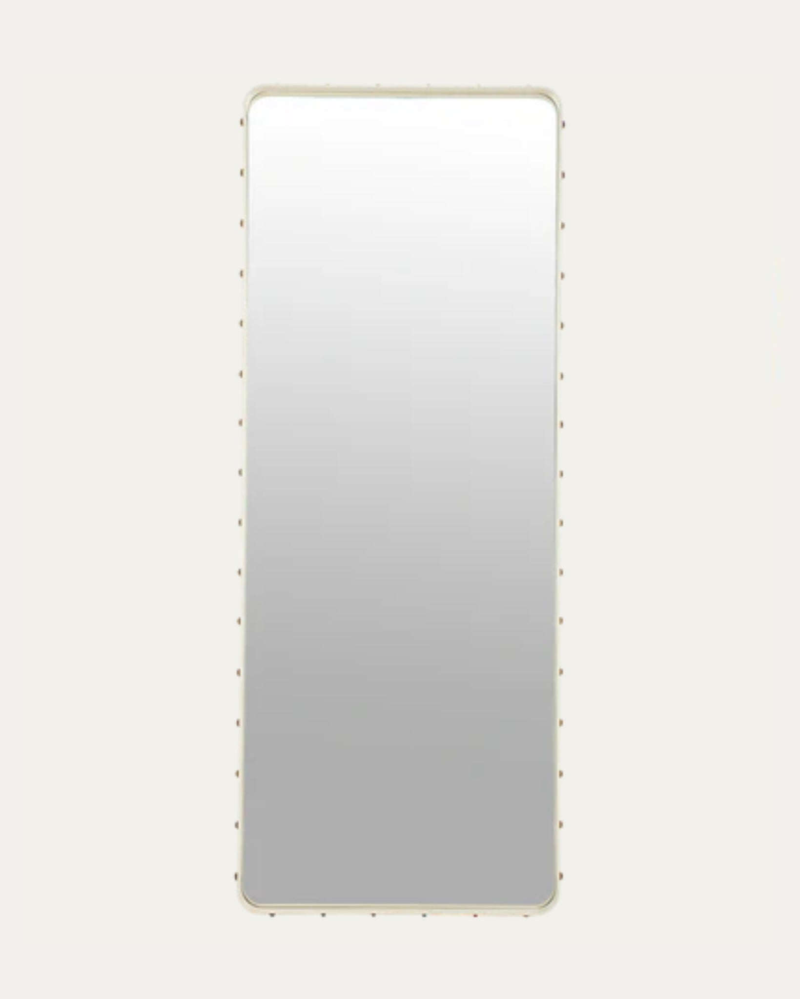 Adnet Wall Mirror, Rectangle | Cream Leather