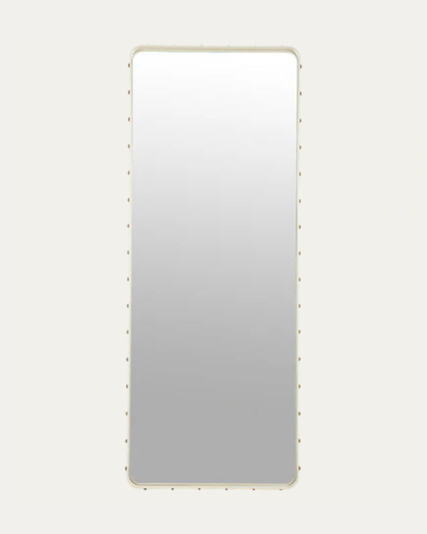 Adnet Wall Mirror, Rectangle | Cream Leather