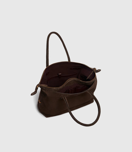 Perriand All Day in Suede and Calfskin, Chocolate and Black