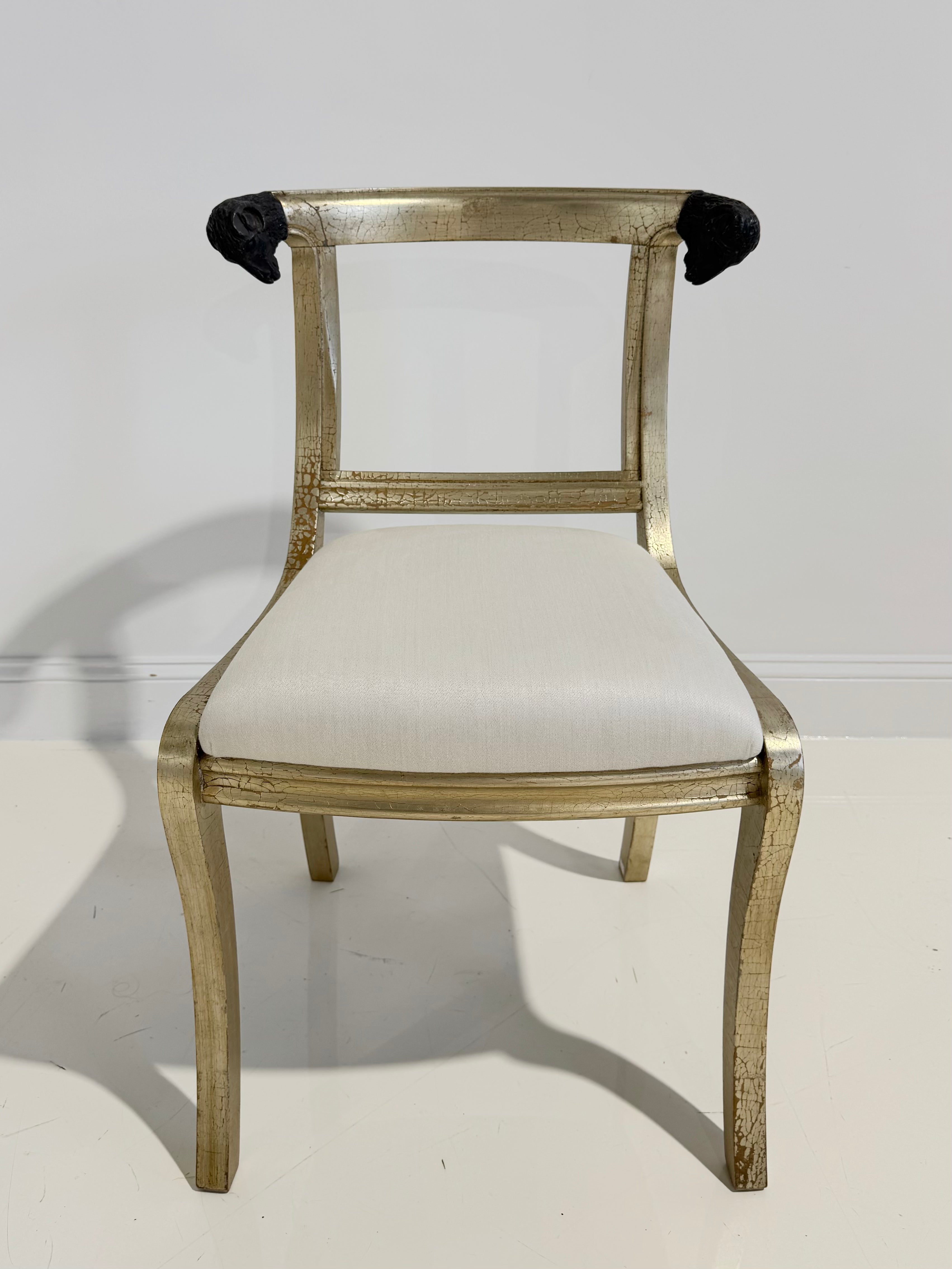 Vintage Ram's Head Chairs, Set of 4