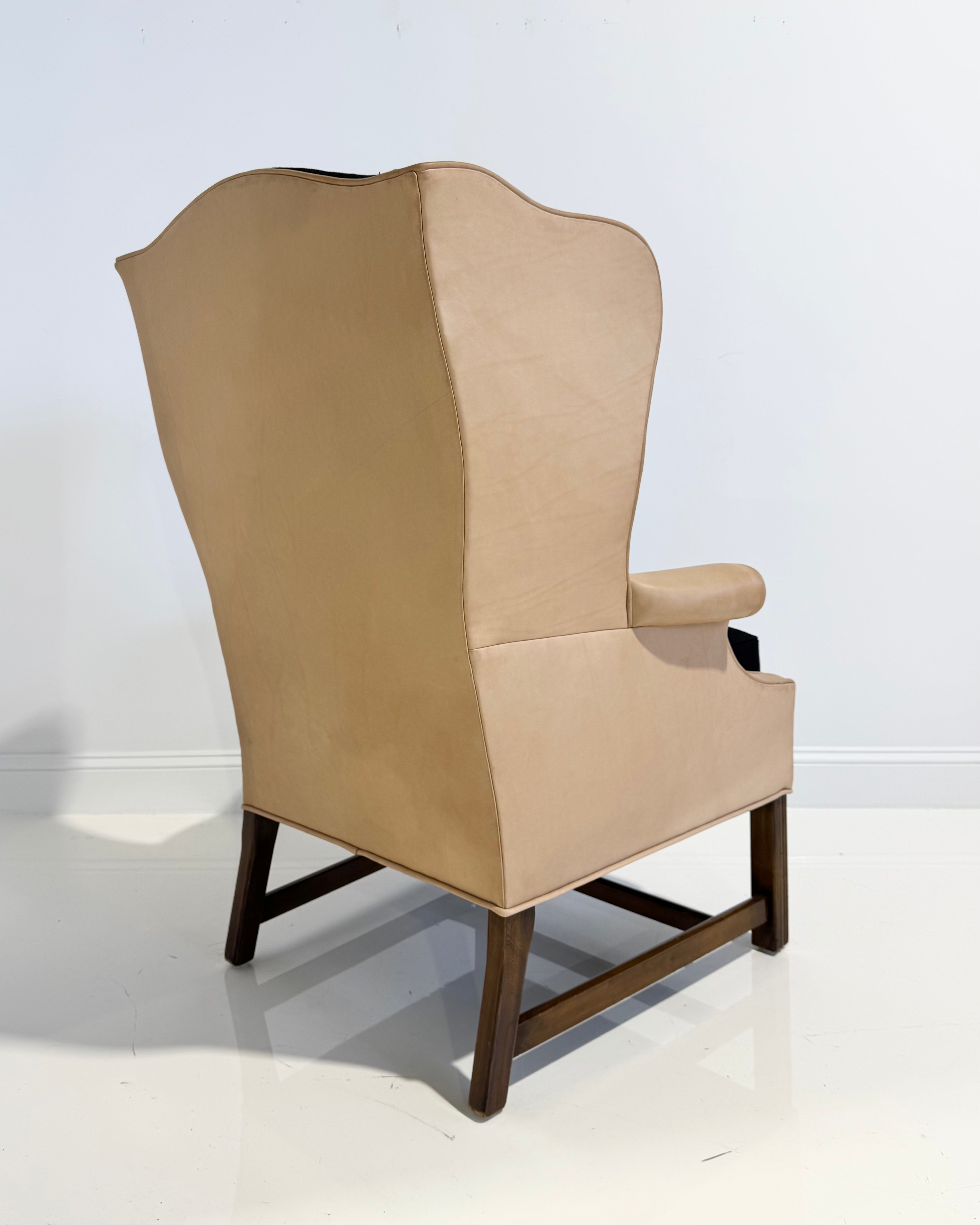 Vintage Wingback in Sorenson Leather and Rose Uniacke Linen