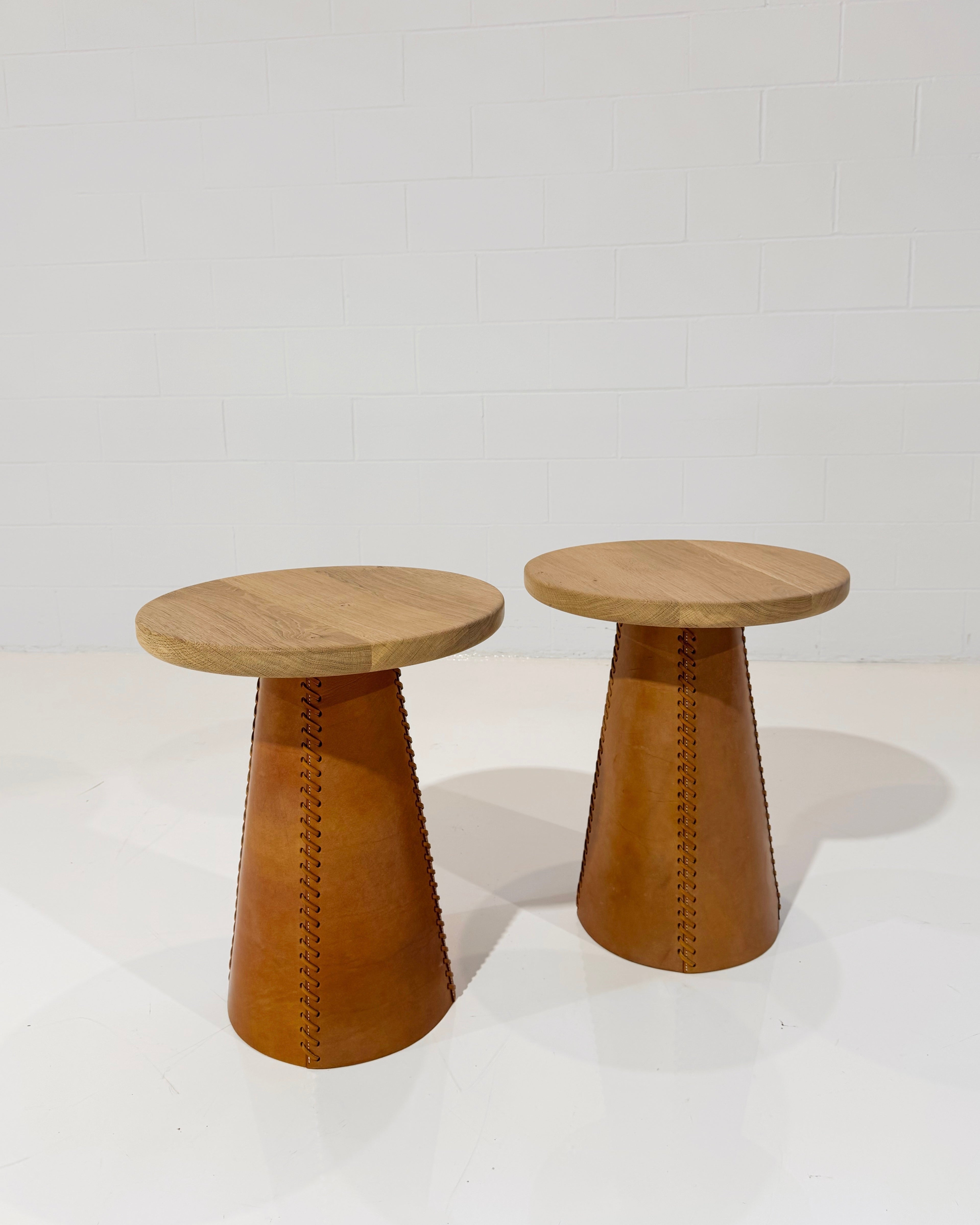 Taper Table, Oak and London Tan Leather