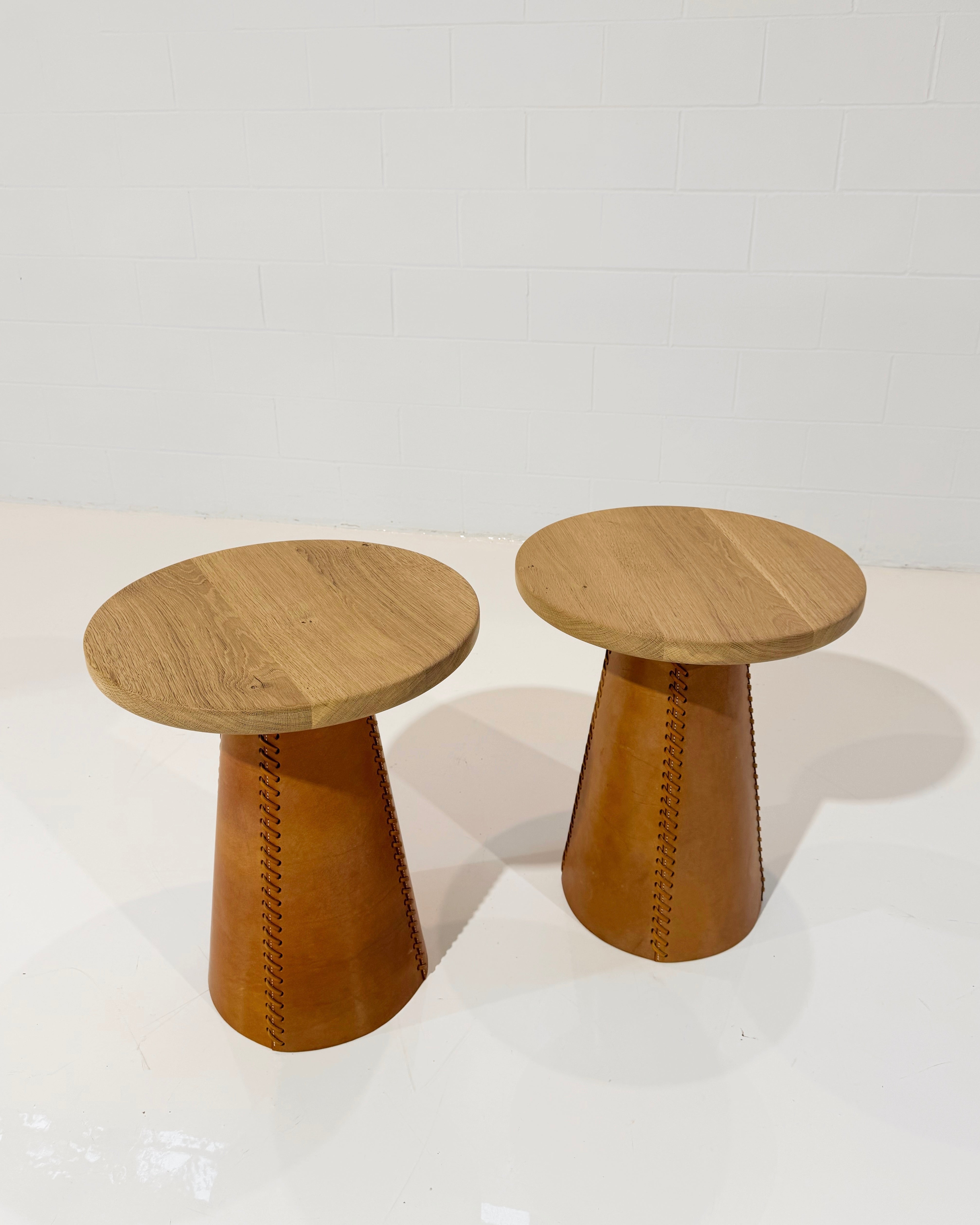 Taper Table, Oak and London Tan Leather