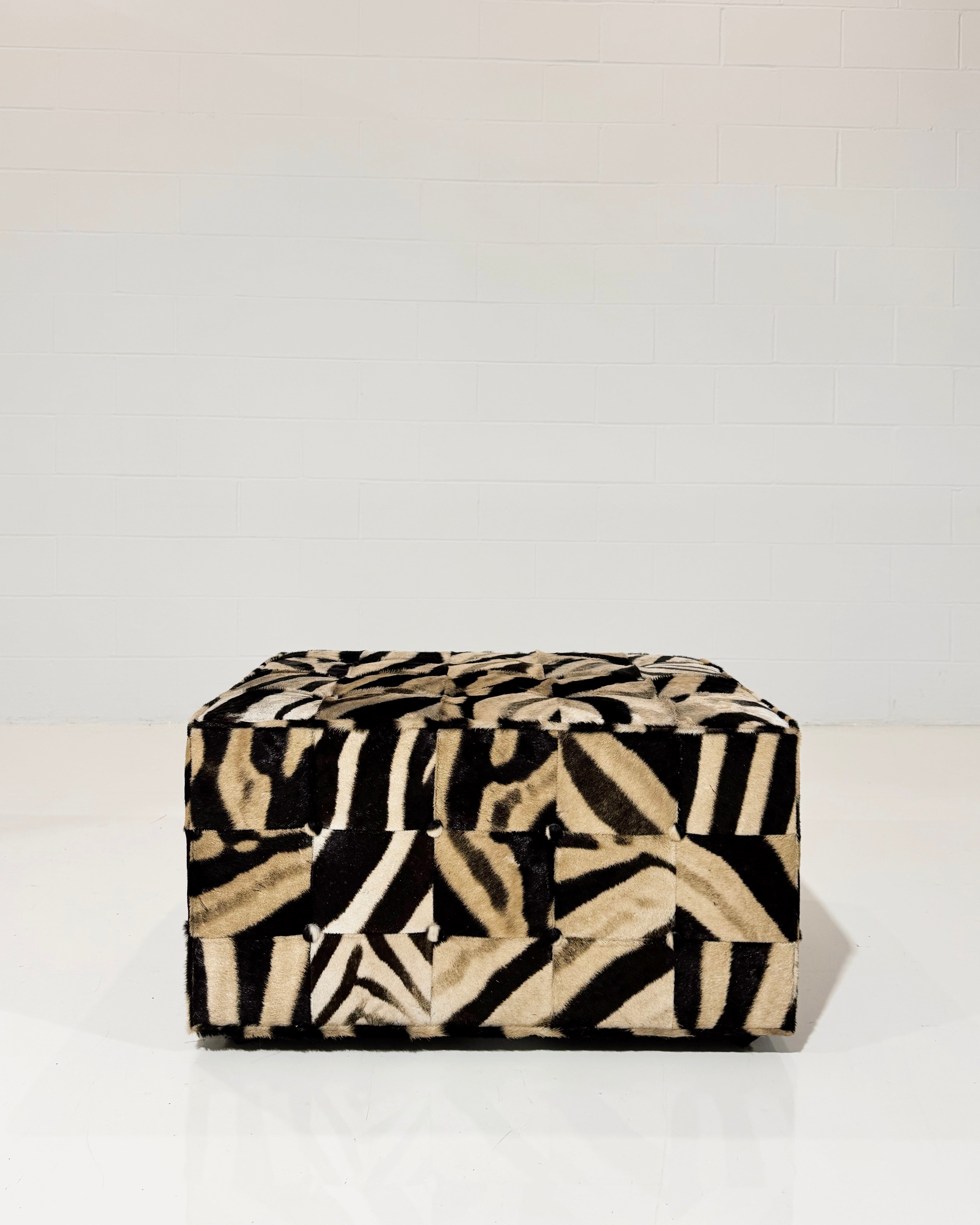 The Forsyth Patchwork Ottoman in Zebra