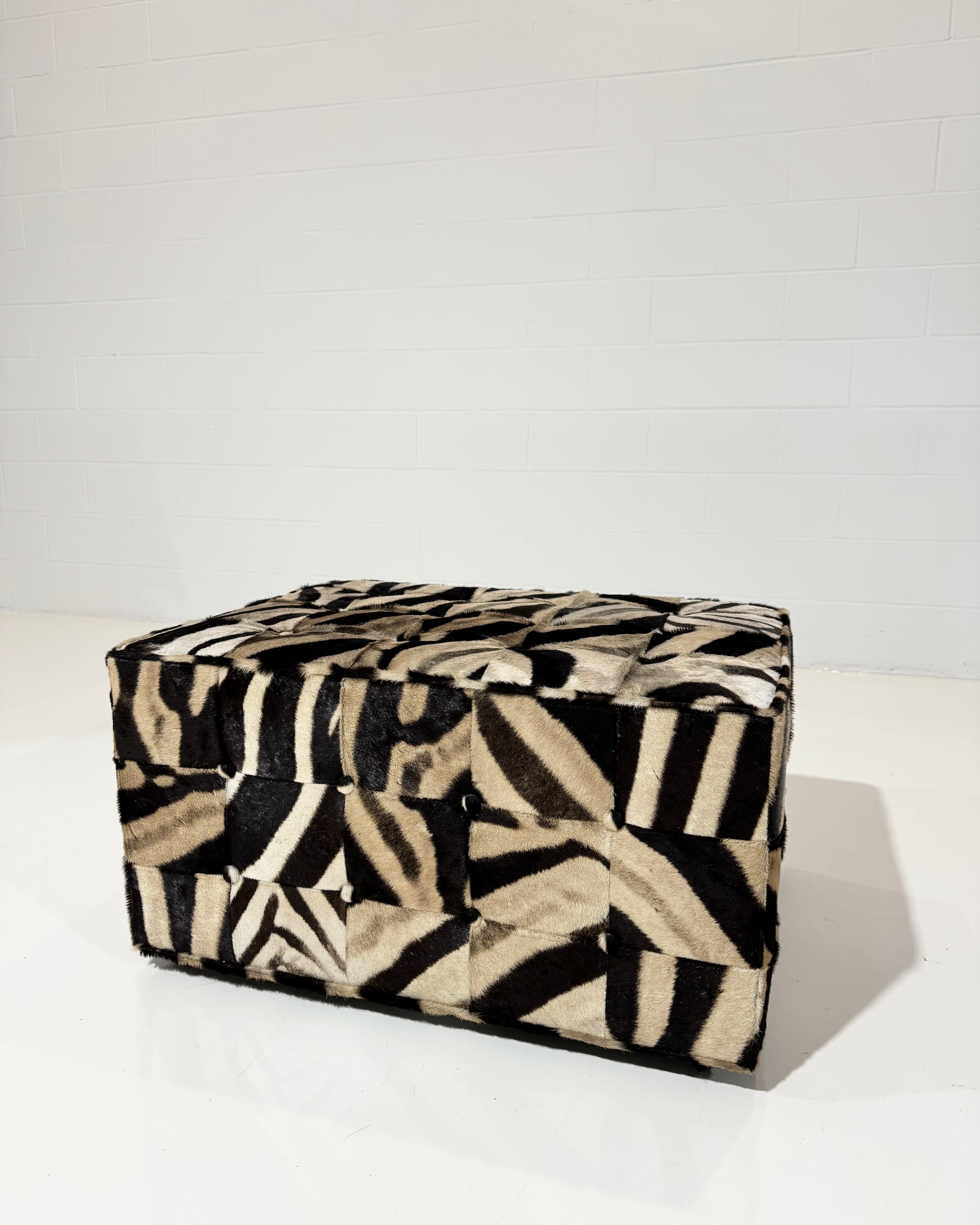 The Forsyth Patchwork Ottoman in Zebra