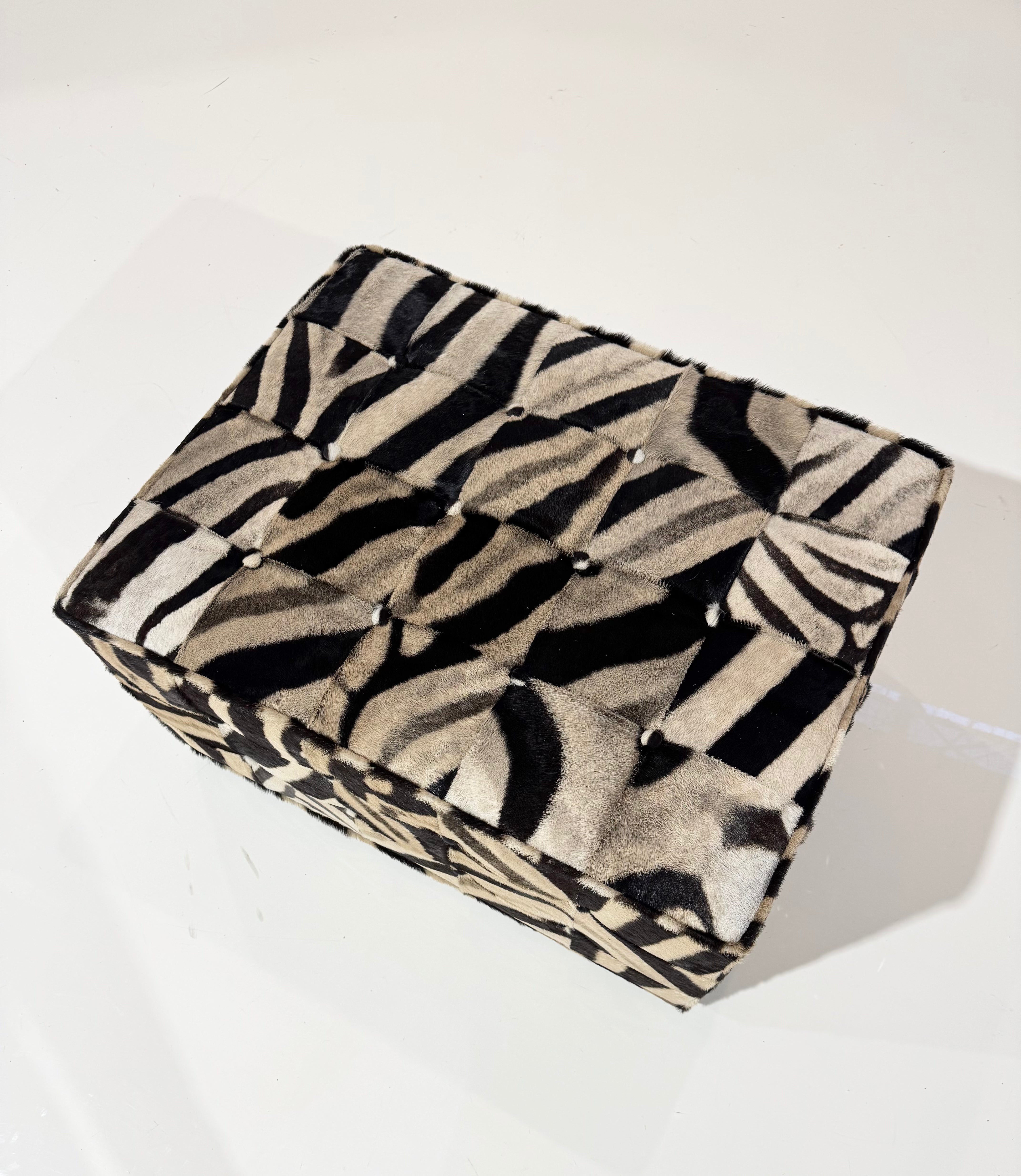 The Forsyth Patchwork Ottoman in Zebra