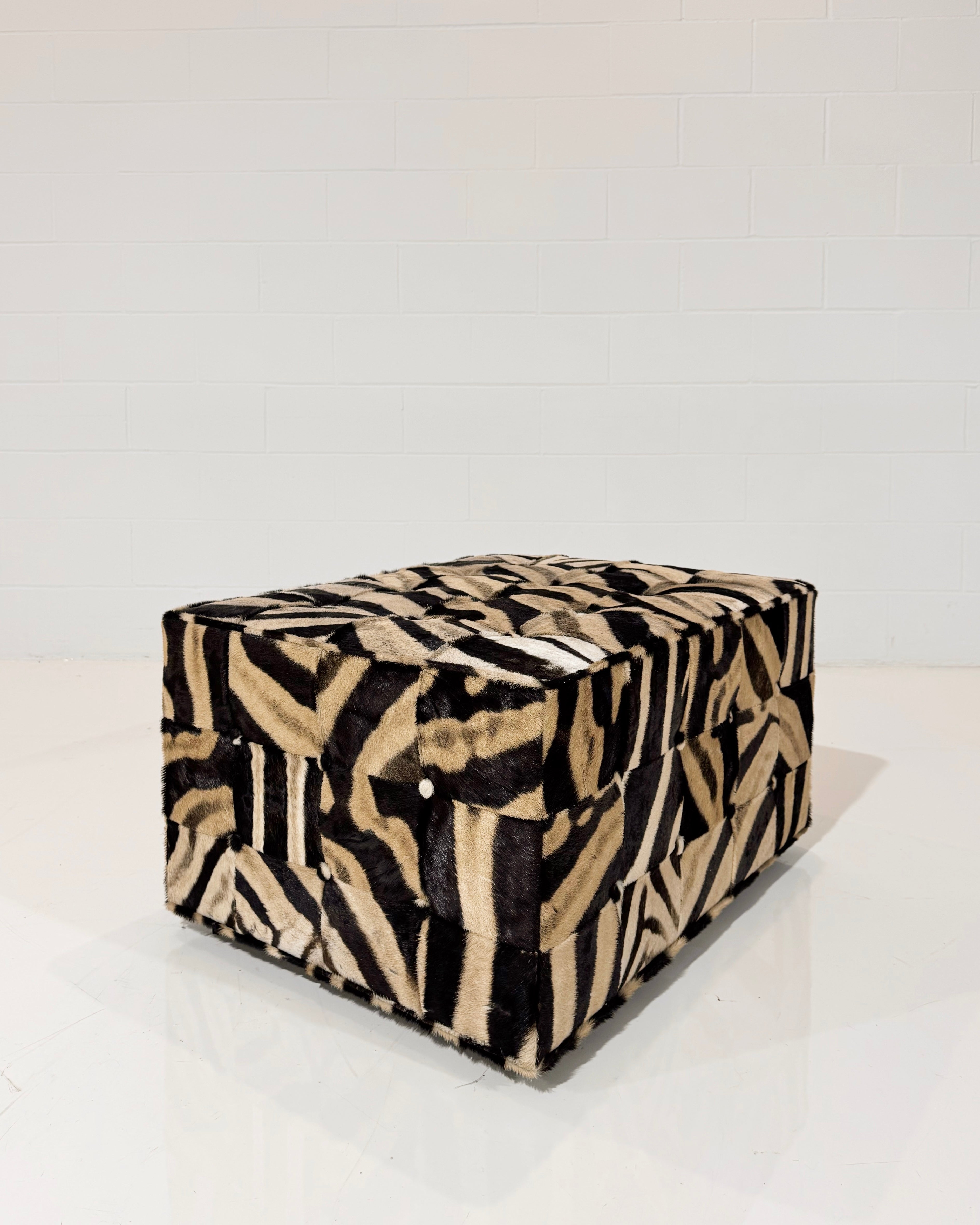 The Forsyth Patchwork Ottoman in Zebra