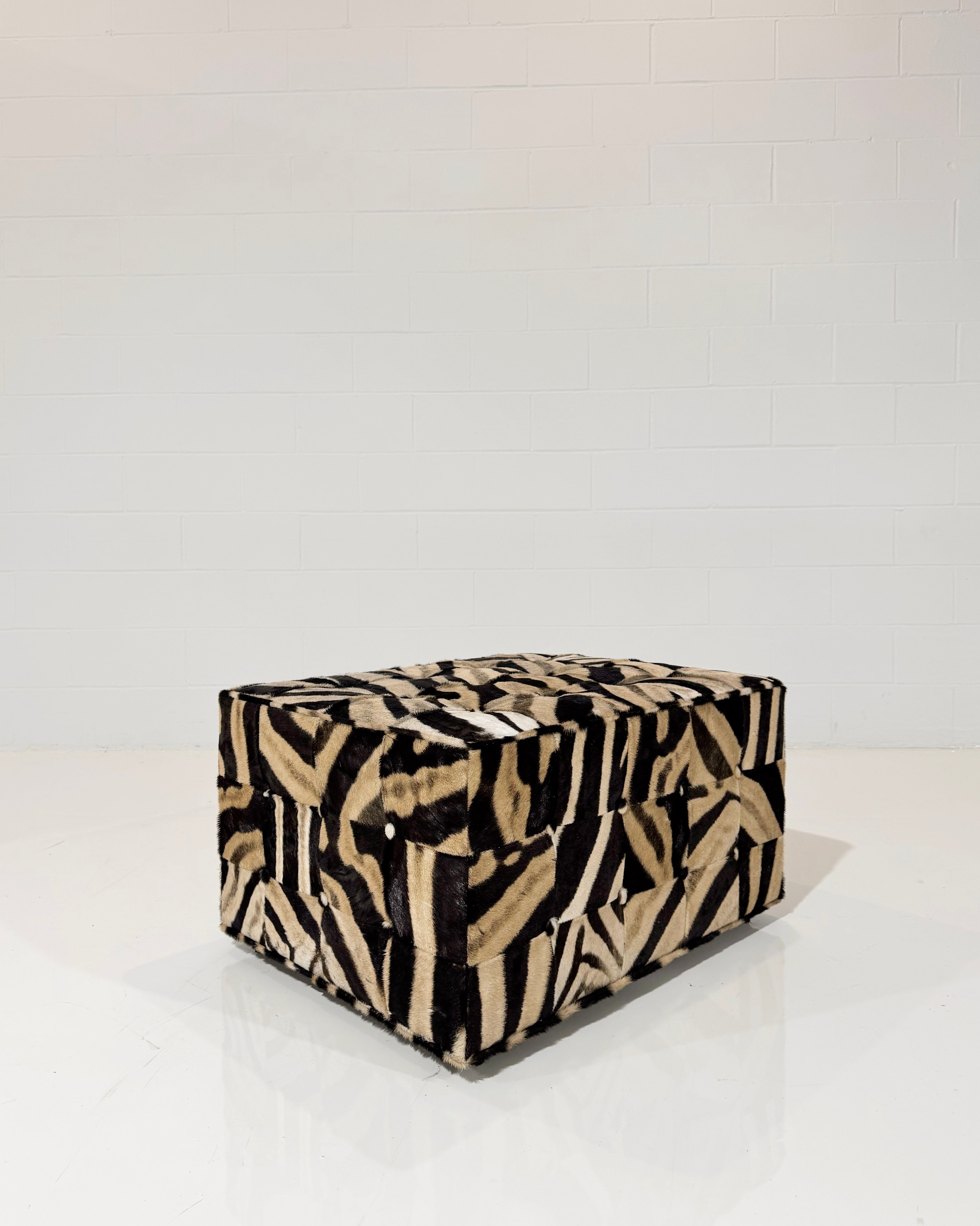 The Forsyth Patchwork Ottoman in Zebra