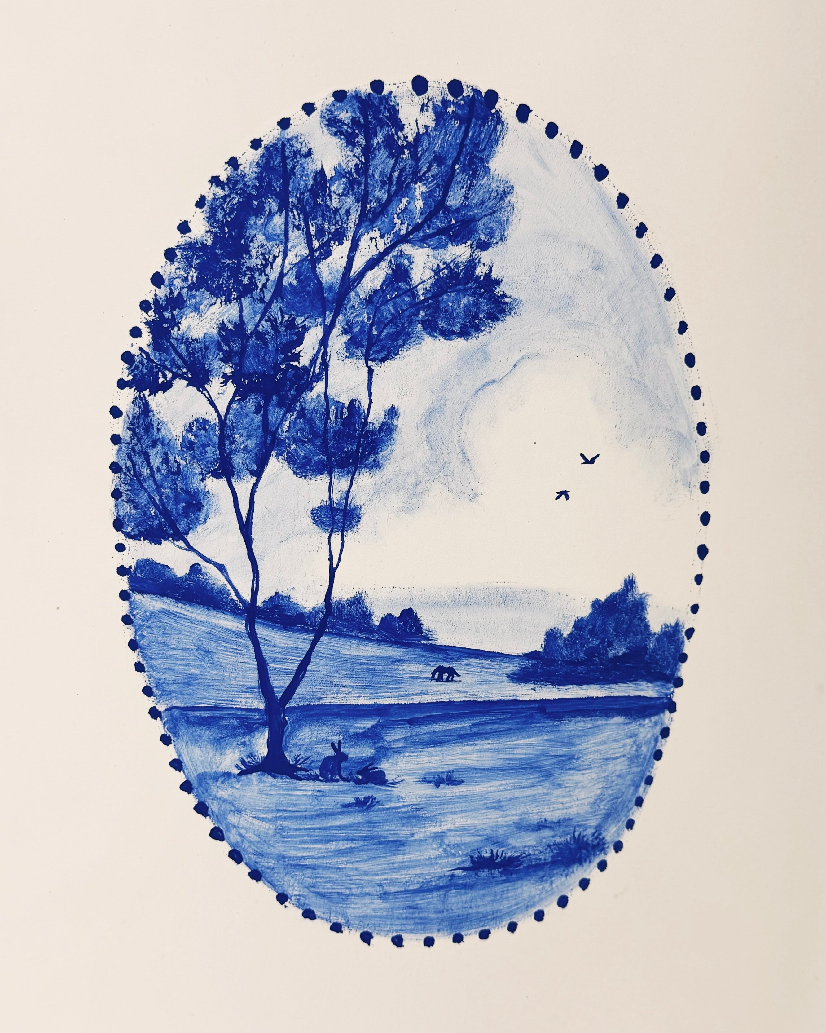 Log Basket, Hand-Painted, One-of-a-Kind