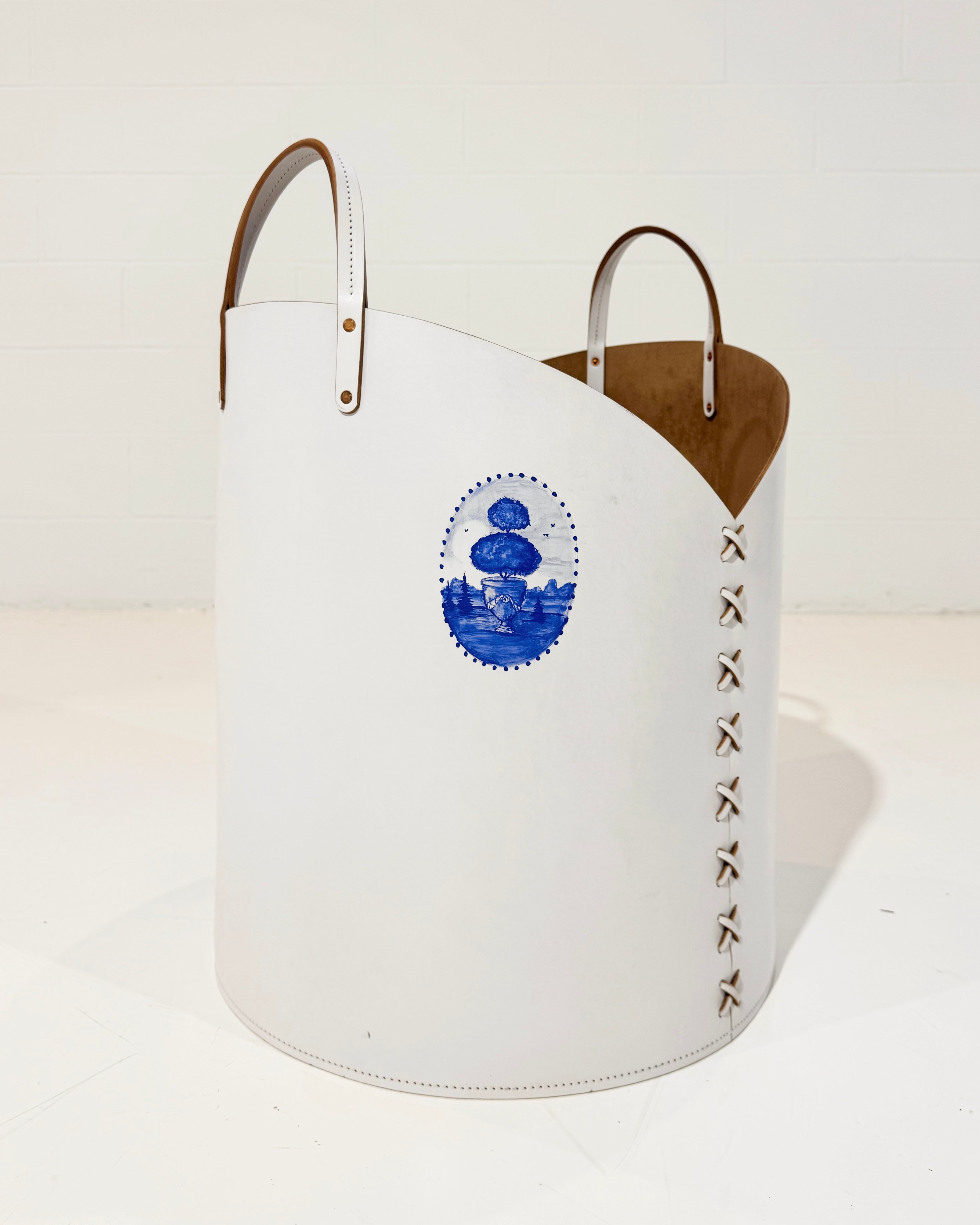 Log Basket, Hand-Painted, One-of-a-Kind