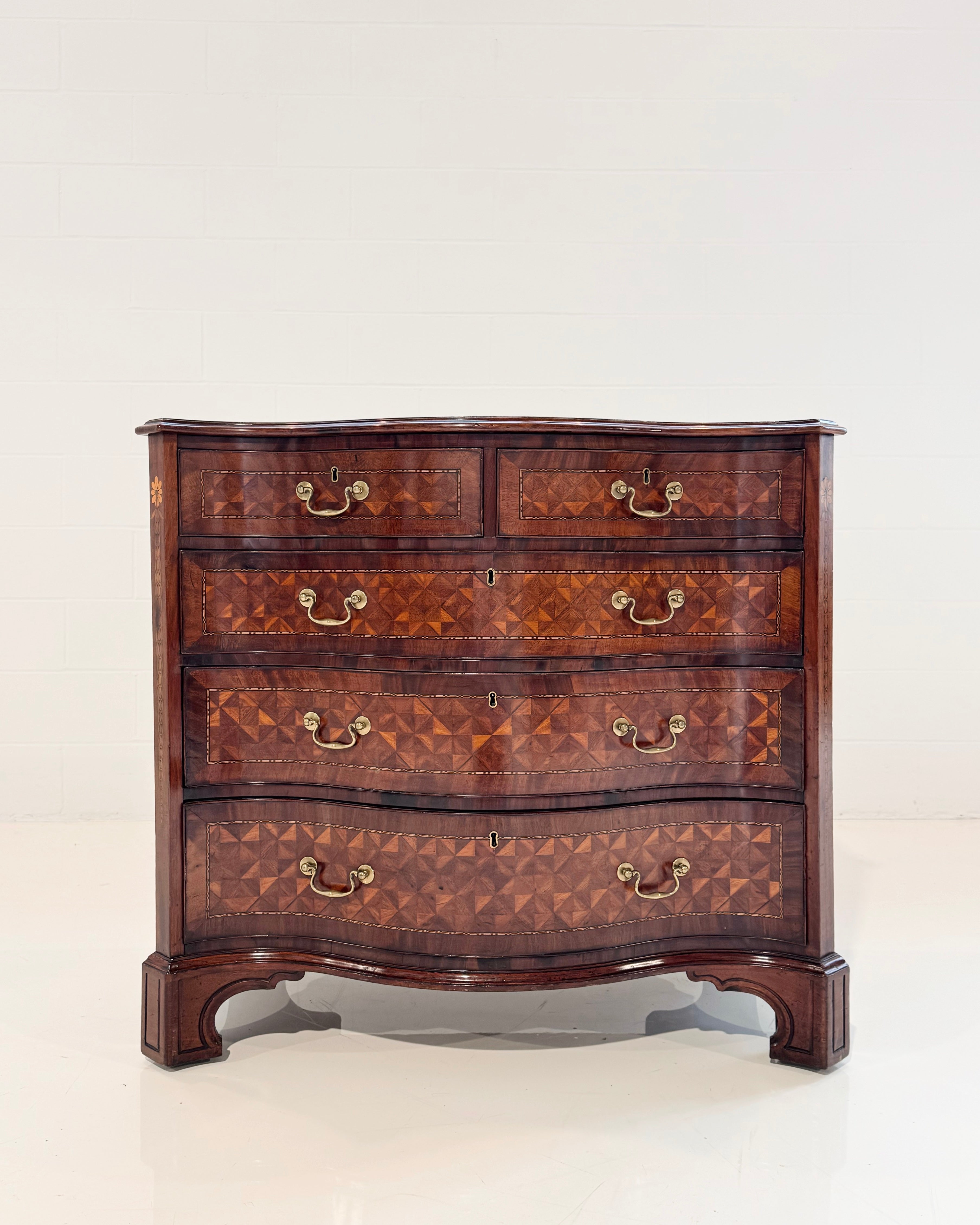 ON HOLD A George III Style Mahogany and Marquetry Chest of Drawers