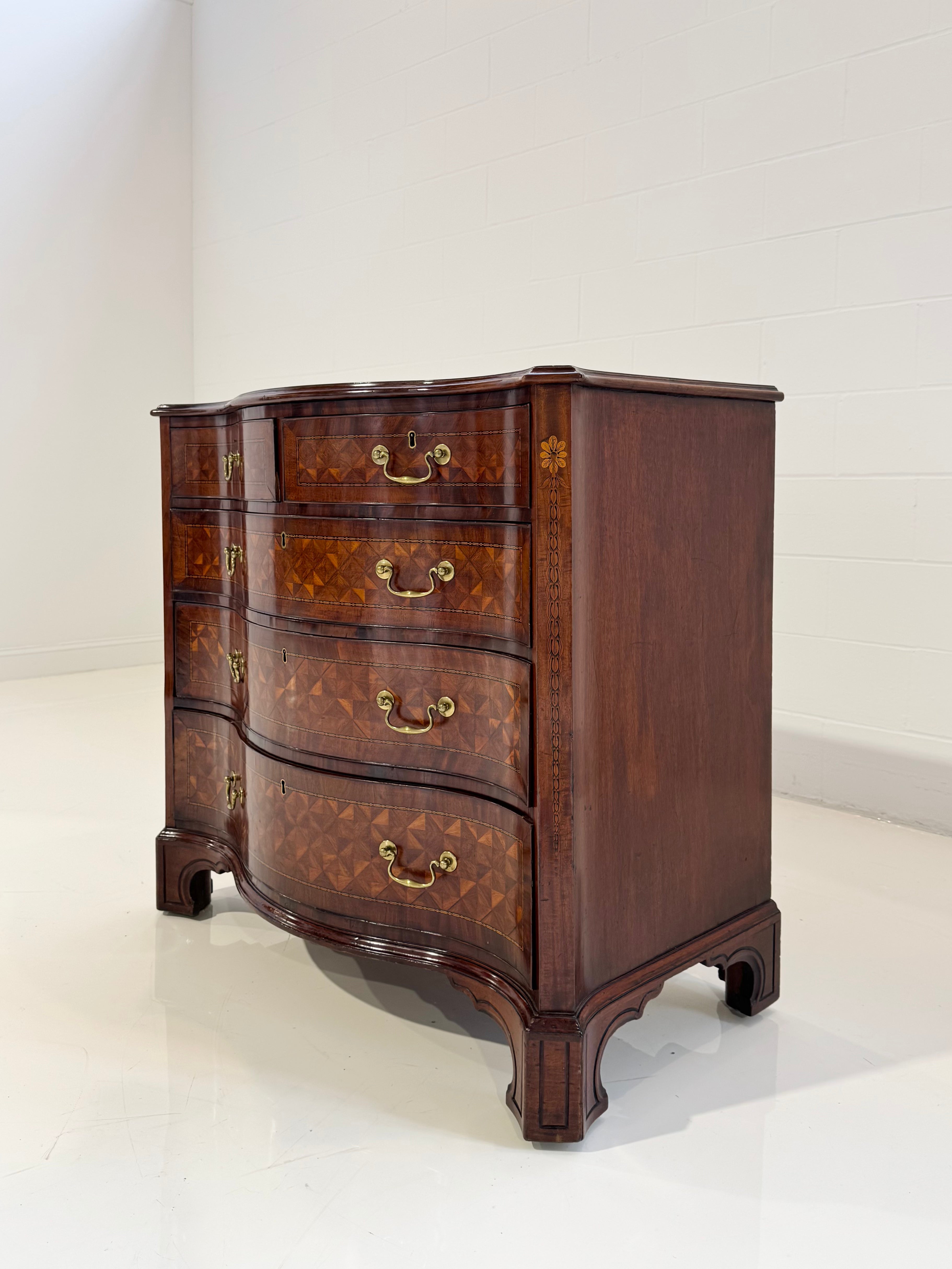 ON HOLD A George III Style Mahogany and Marquetry Chest of Drawers