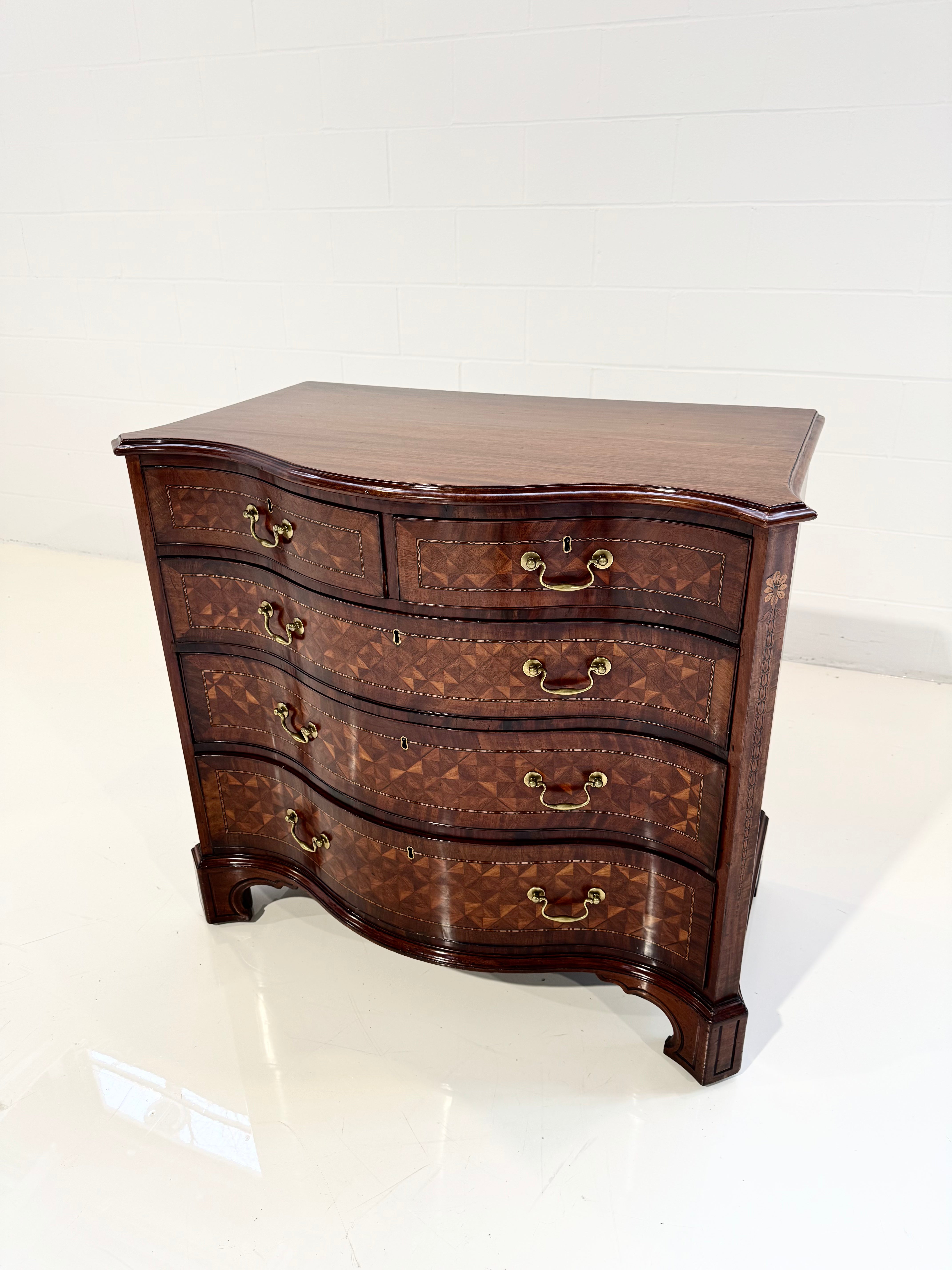 ON HOLD A George III Style Mahogany and Marquetry Chest of Drawers