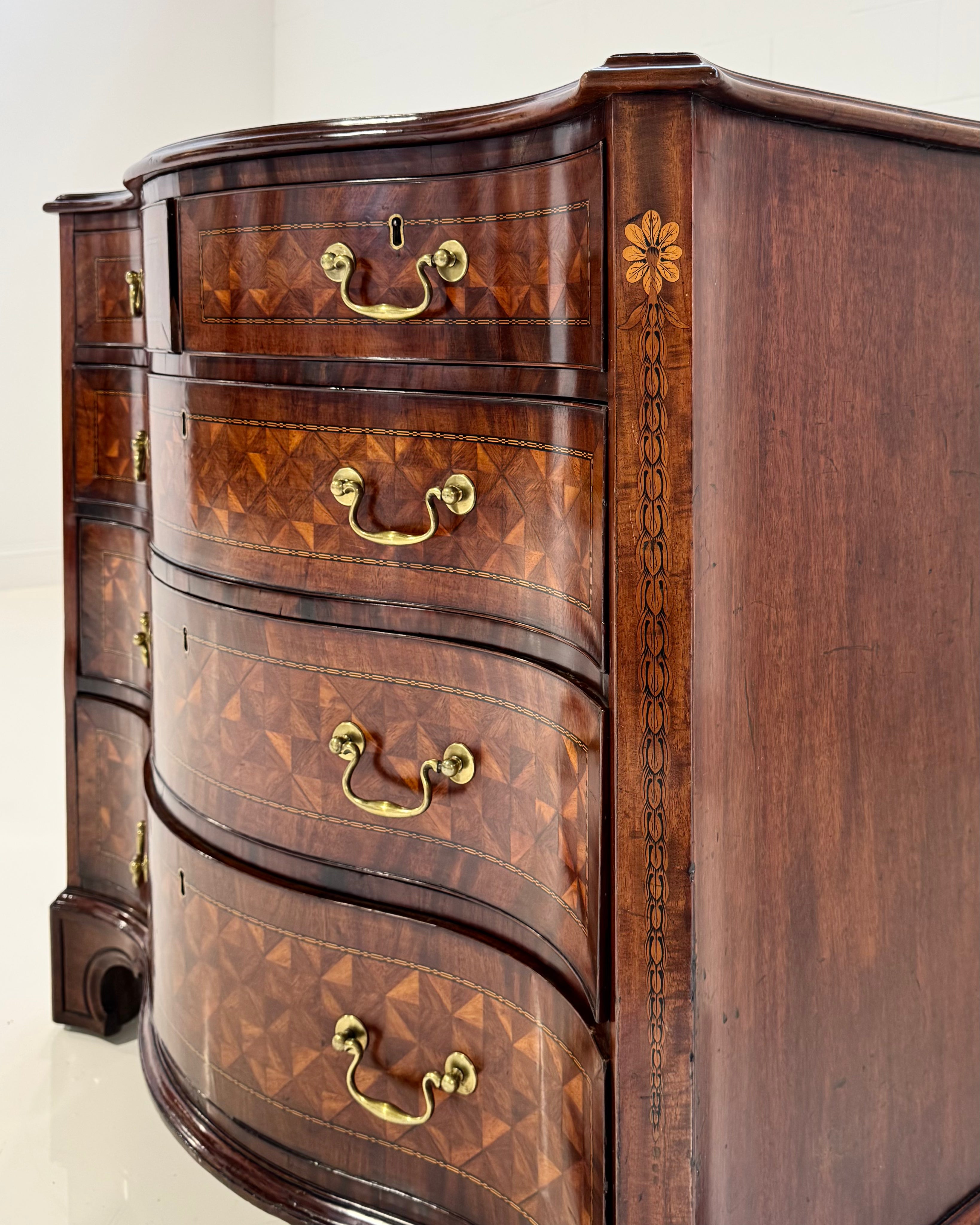ON HOLD A George III Style Mahogany and Marquetry Chest of Drawers