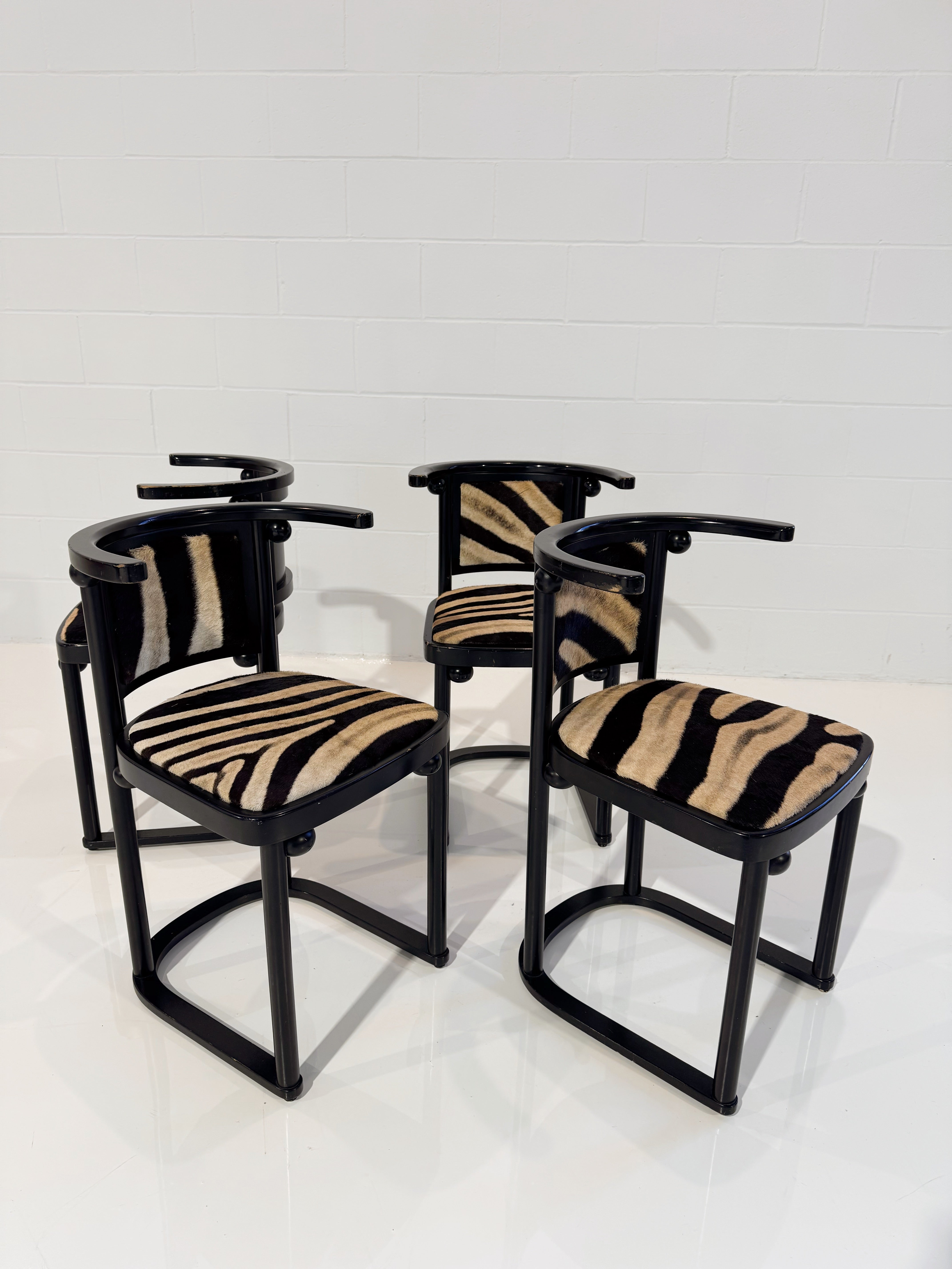 Vintage Josef Hoffmann Cabaret Fledermaus Chairs, Set of Four