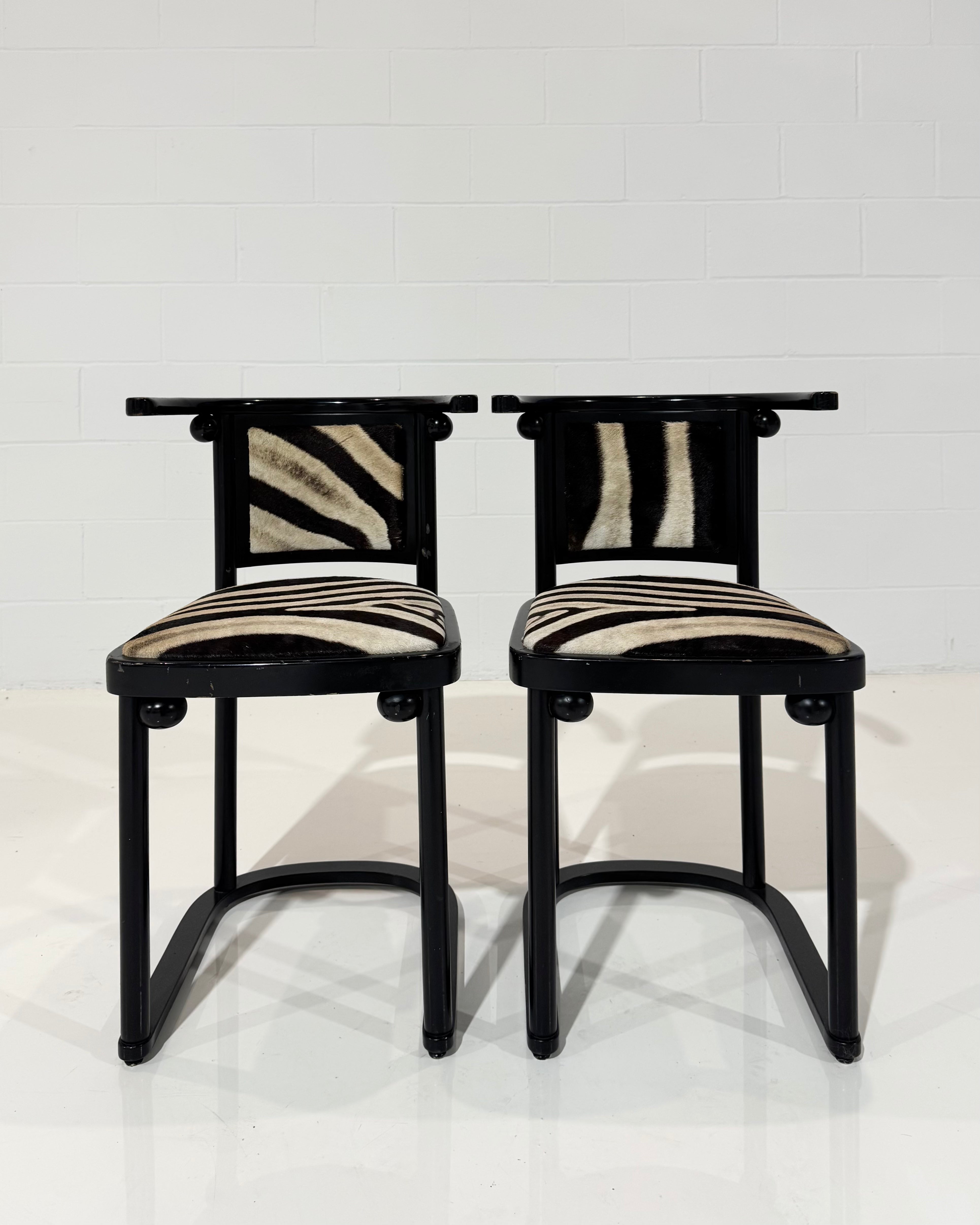 Vintage Josef Hoffmann Cabaret Fledermaus Chairs, Pair