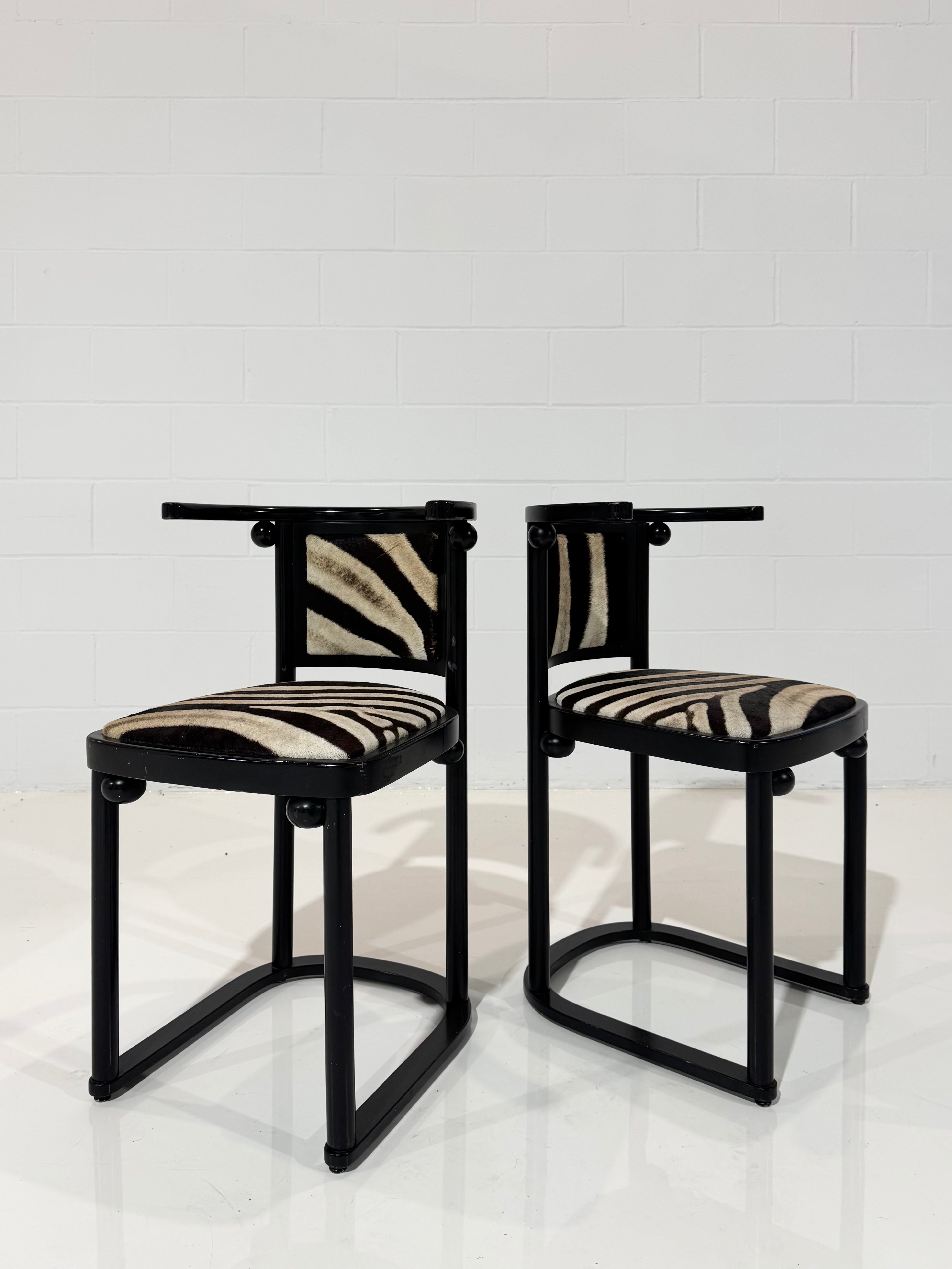 Vintage Josef Hoffmann Cabaret Fledermaus Chairs, Pair