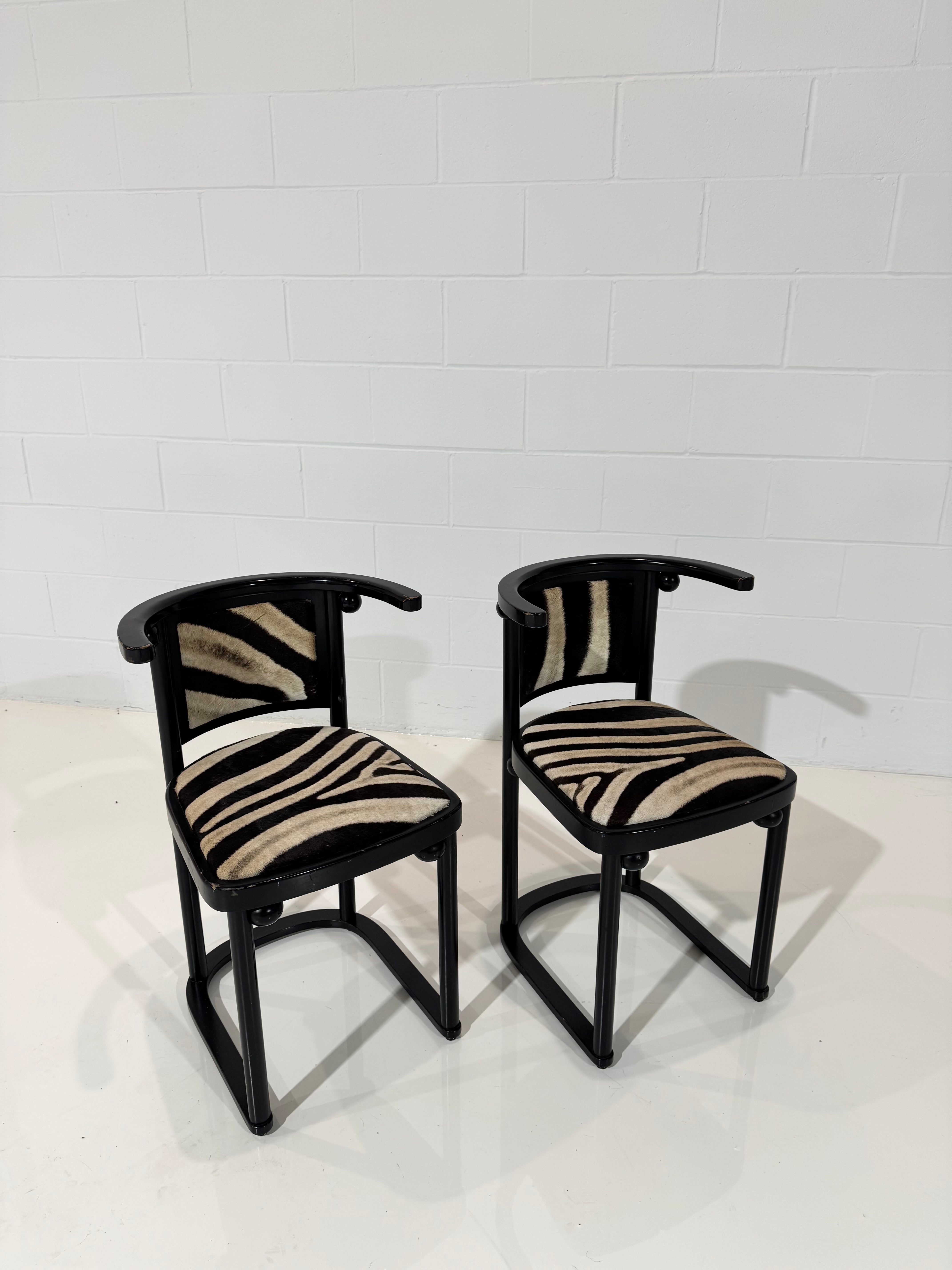 Vintage Josef Hoffmann Cabaret Fledermaus Chairs, Pair