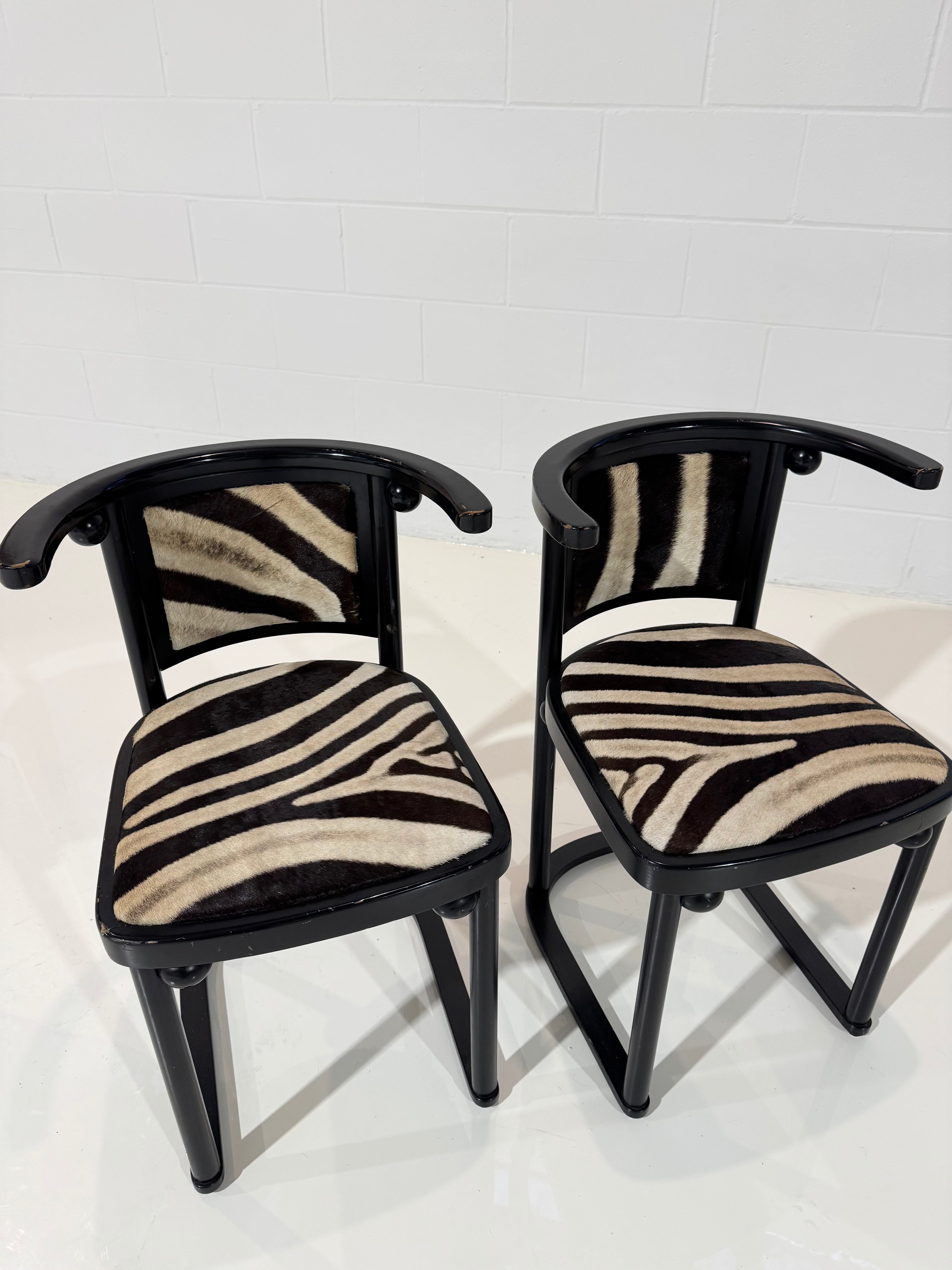 Vintage Josef Hoffmann Cabaret Fledermaus Chairs, Pair
