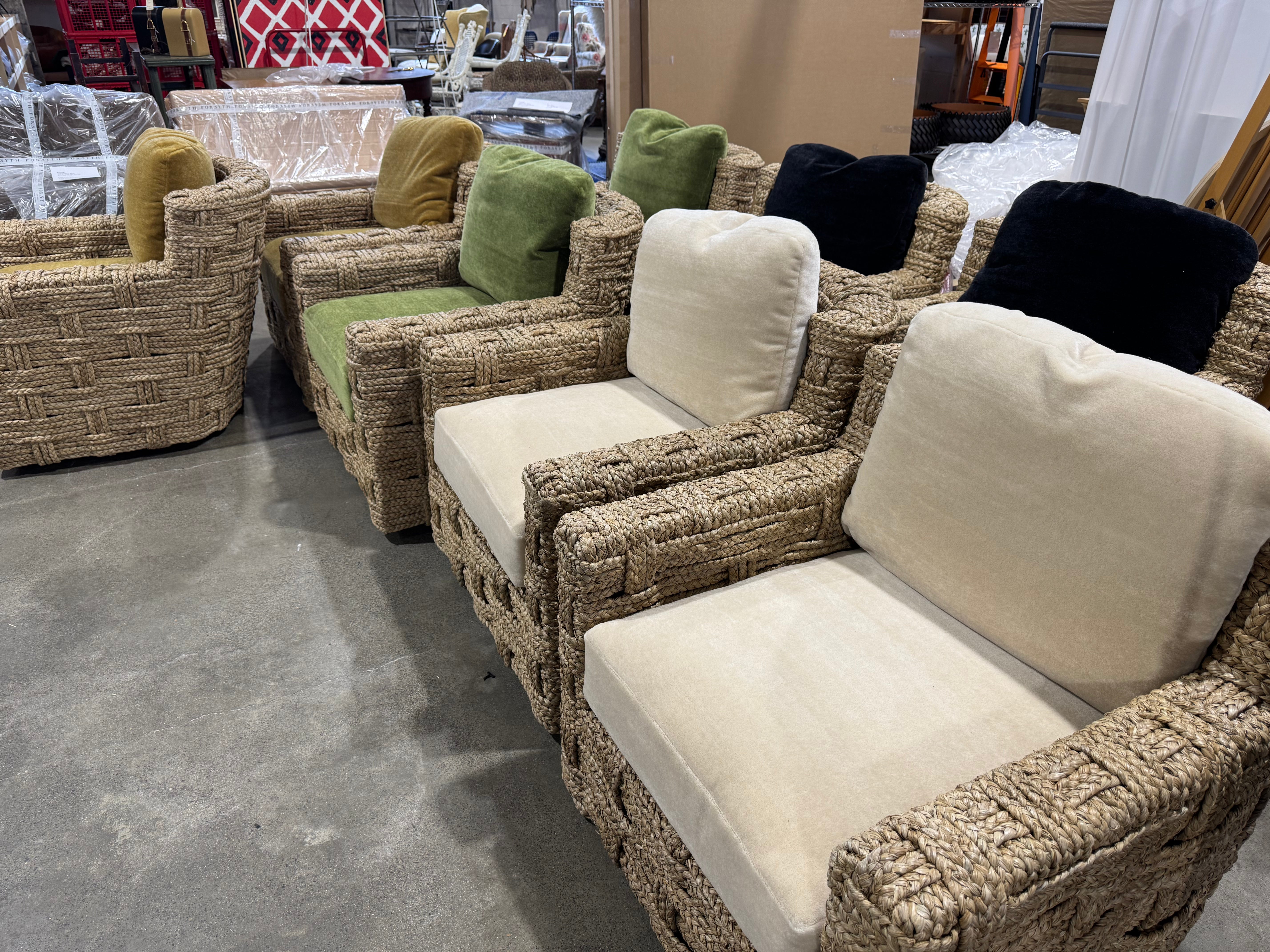 The Rope Lounge Chair with Pierre Frey Teddy Mohair Cushions