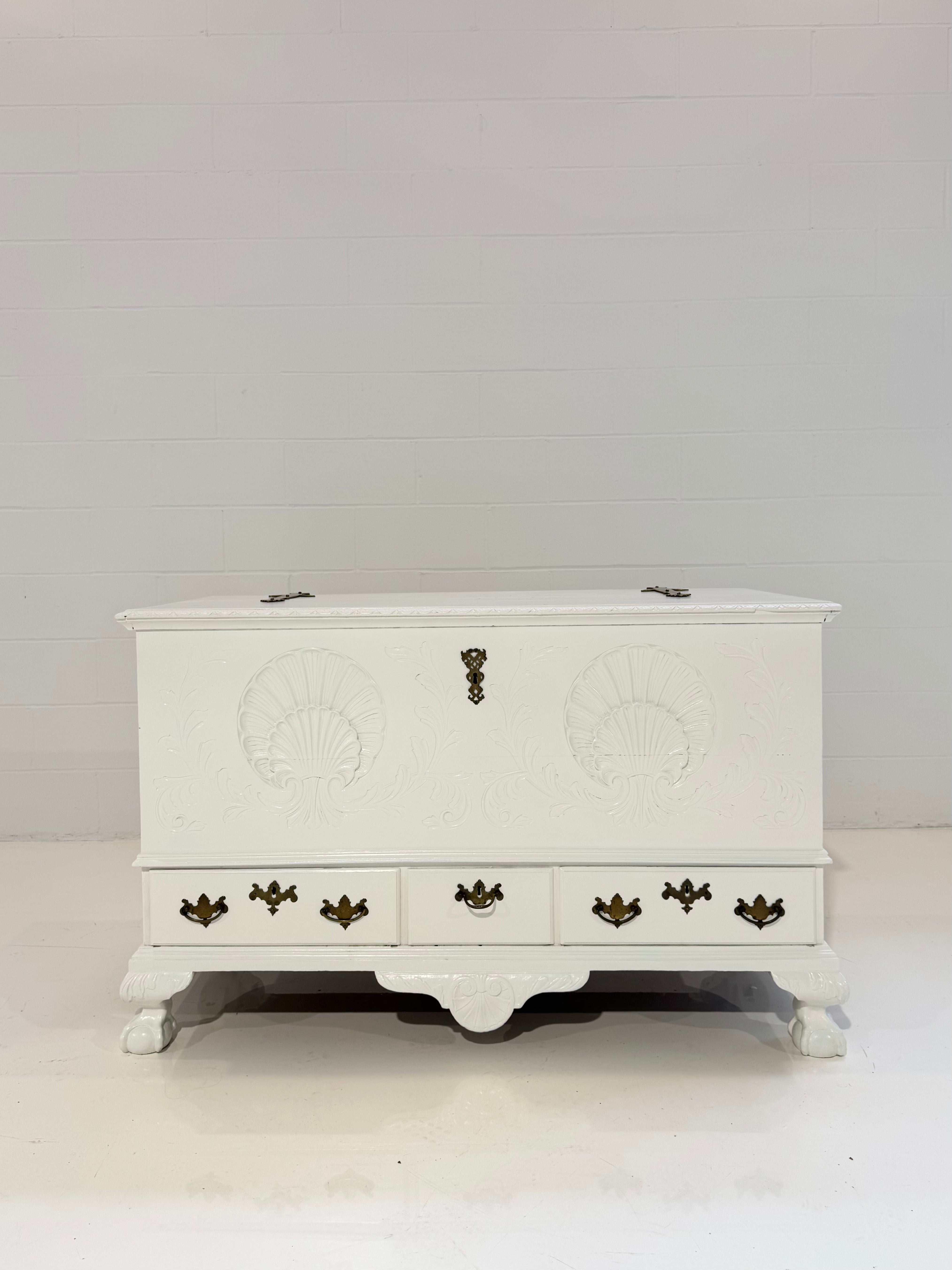 An Early 19th C. Chippendale Blanket Chest, Newly Hand-Painted