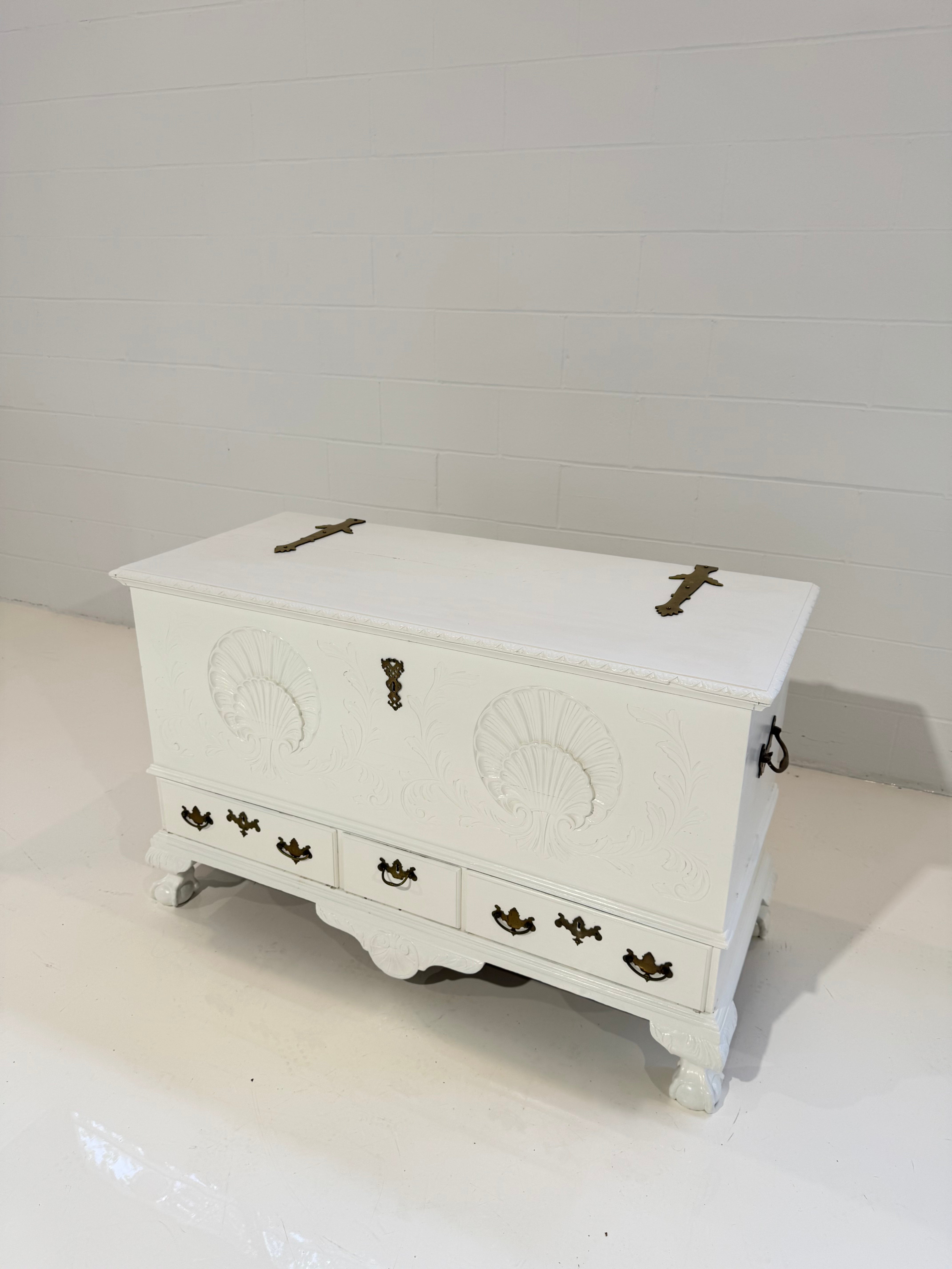 An Early 19th C. Chippendale Blanket Chest, Newly Hand-Painted