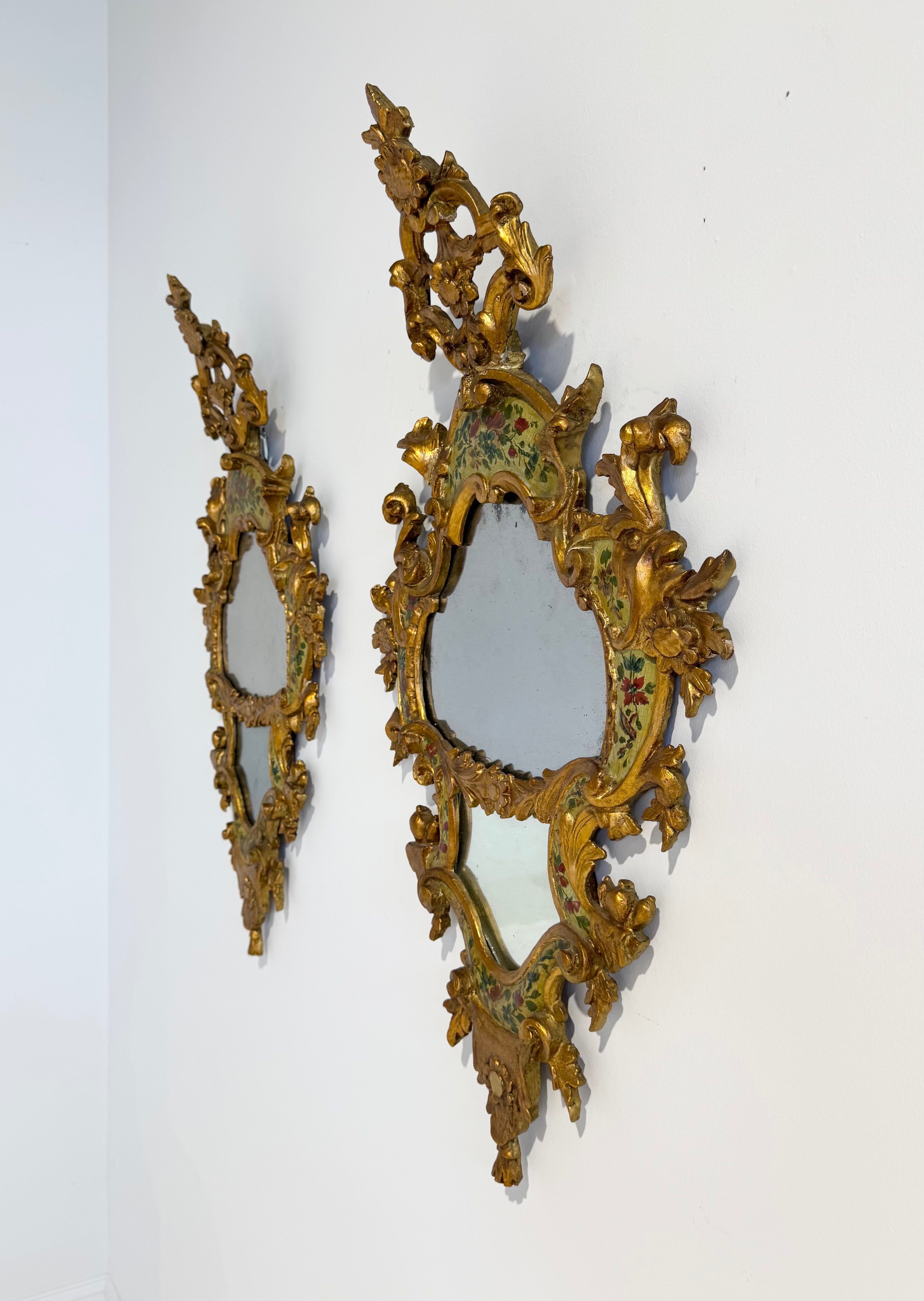 Pair of 19th c. Italian Giltwood Accent Mirrors