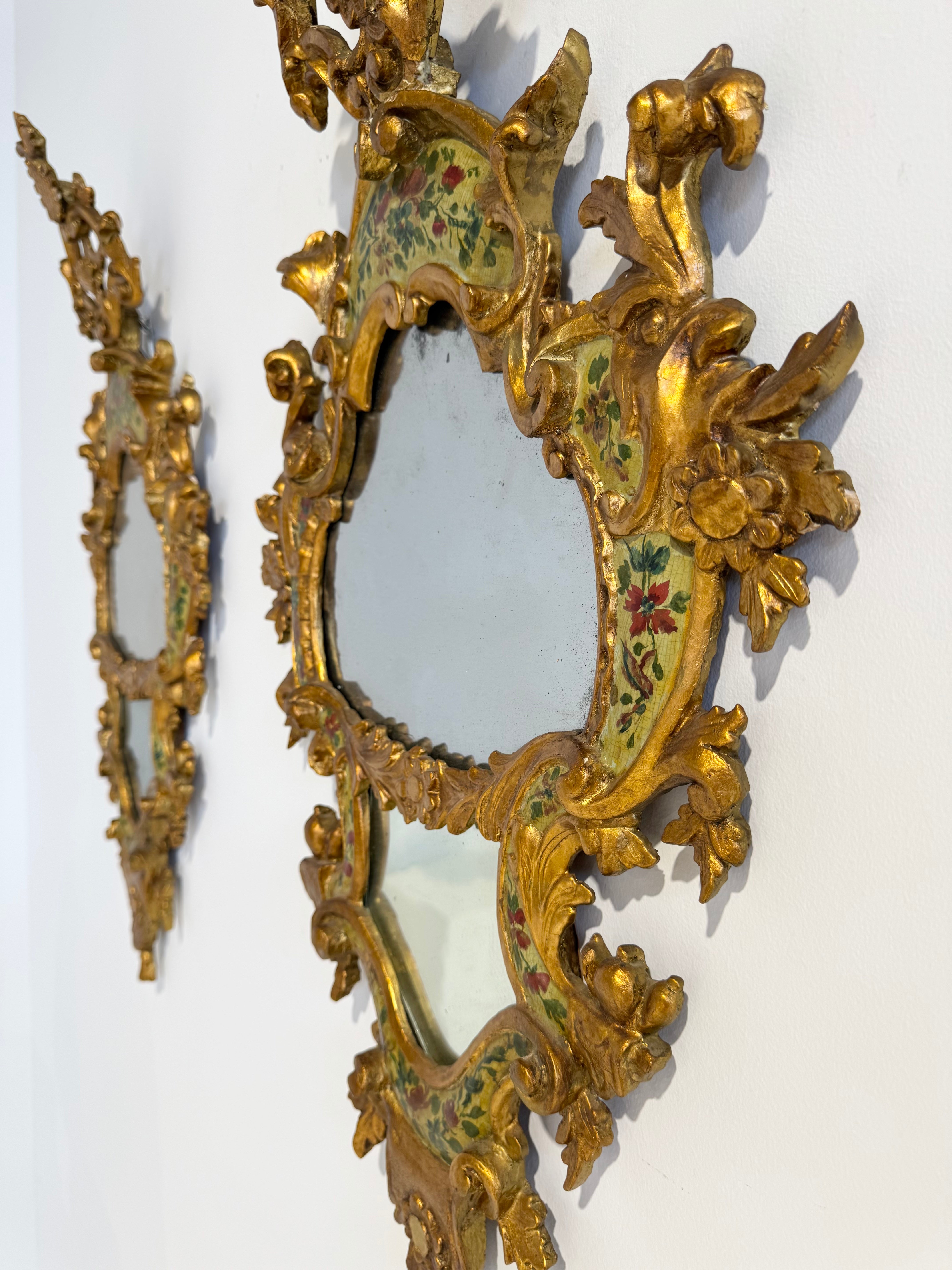 Pair of 19th c. Italian Giltwood Accent Mirrors