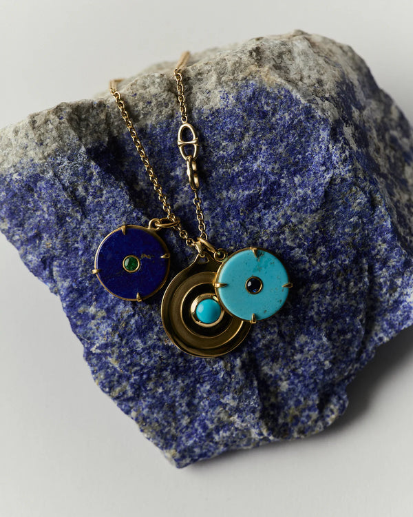 The Circle Pendant, Lapis and Tsavorite