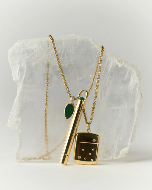 The Stash Pendant with Cabochon Emerald