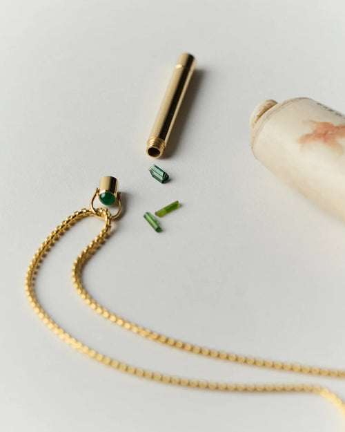 The Stash Pendant with Cabochon Emerald