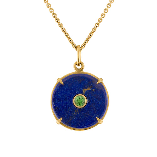 The Circle Pendant, Lapis and Tsavorite