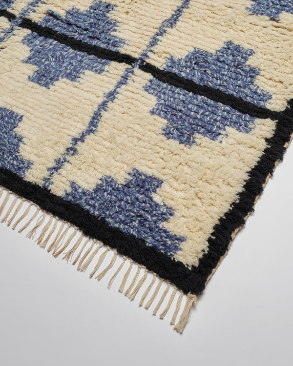 The Shaggy Tile Rug - Blue and Cream
