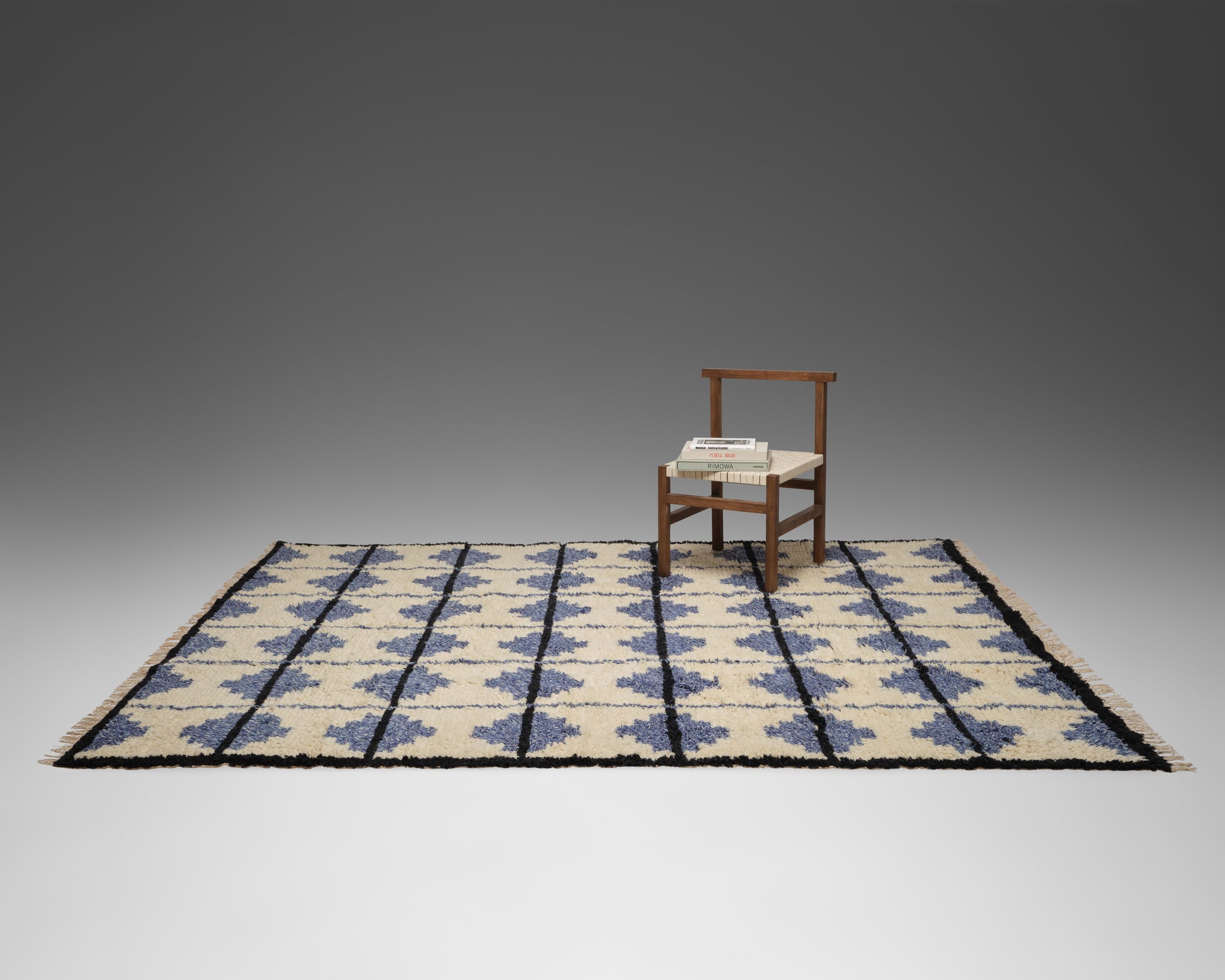 The Shaggy Tile Rug - Blue and Cream