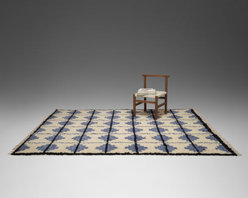 The Shaggy Tile Rug - Blue and Cream