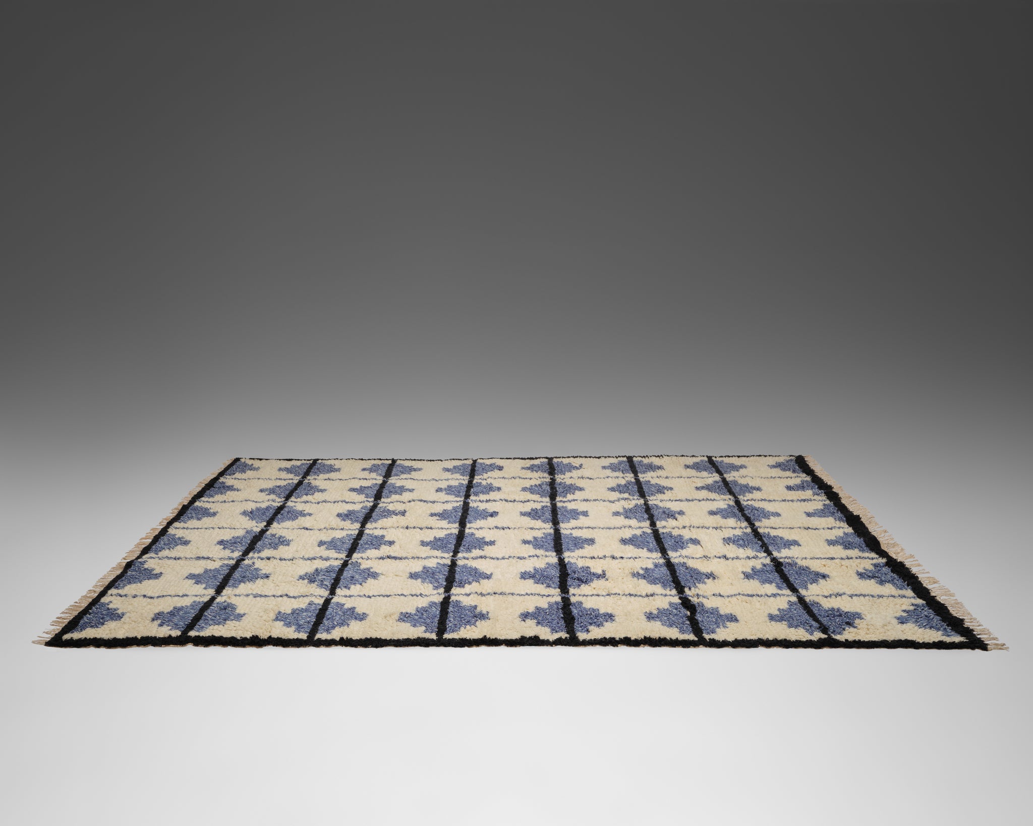 The Forsyth Shaggy Tile Rug - Blue and Cream