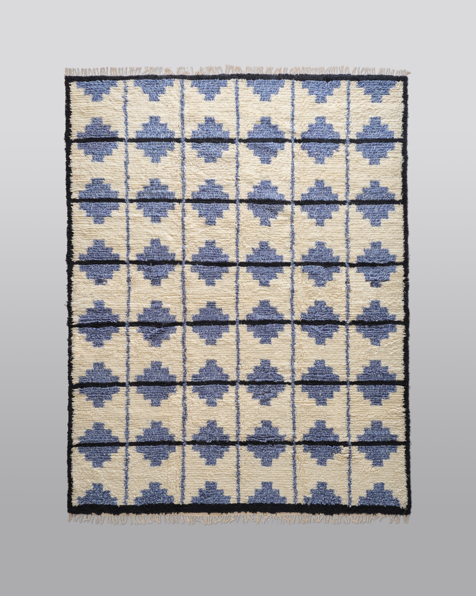 The Shaggy Tile Rug - Blue and Cream