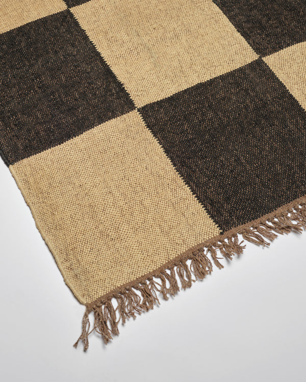 The Checkerboard Rug - Big Checks in Off Black