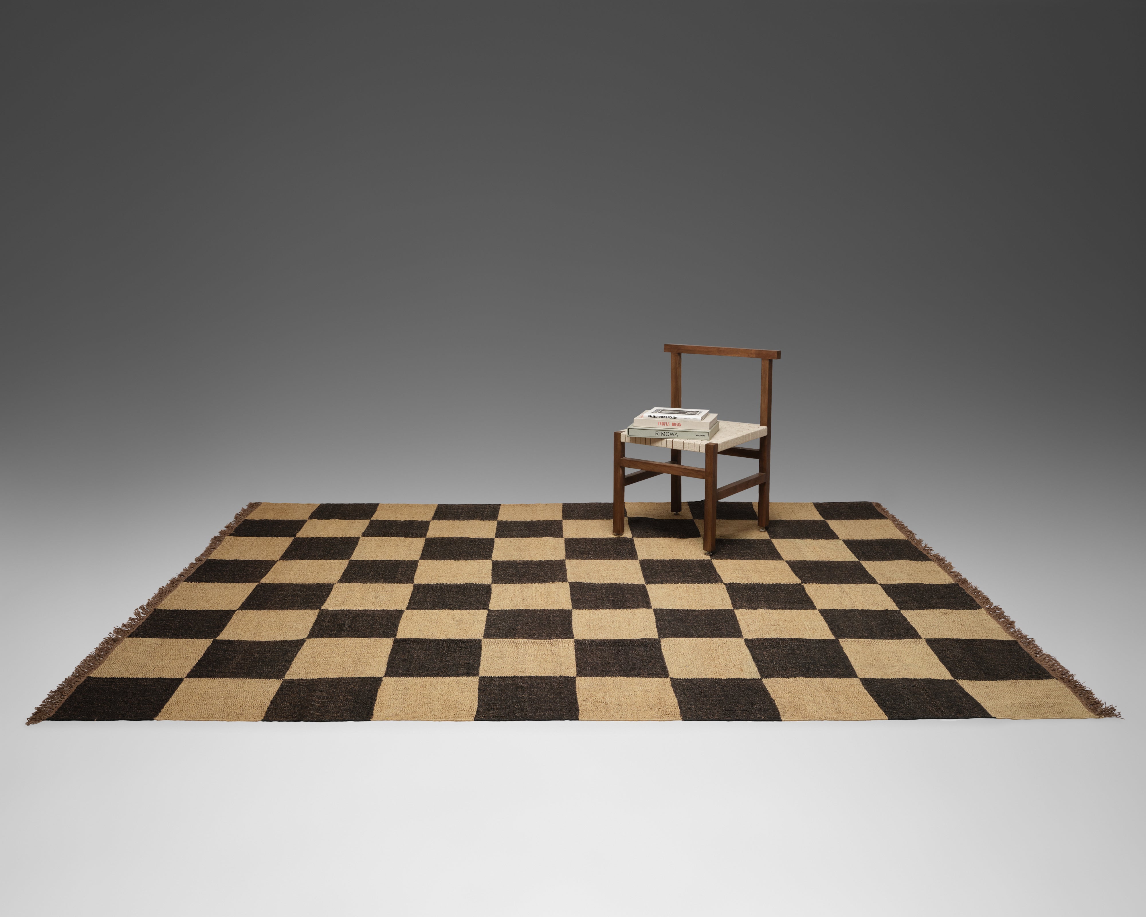 The Checkerboard Rug - Big Checks in Off Black