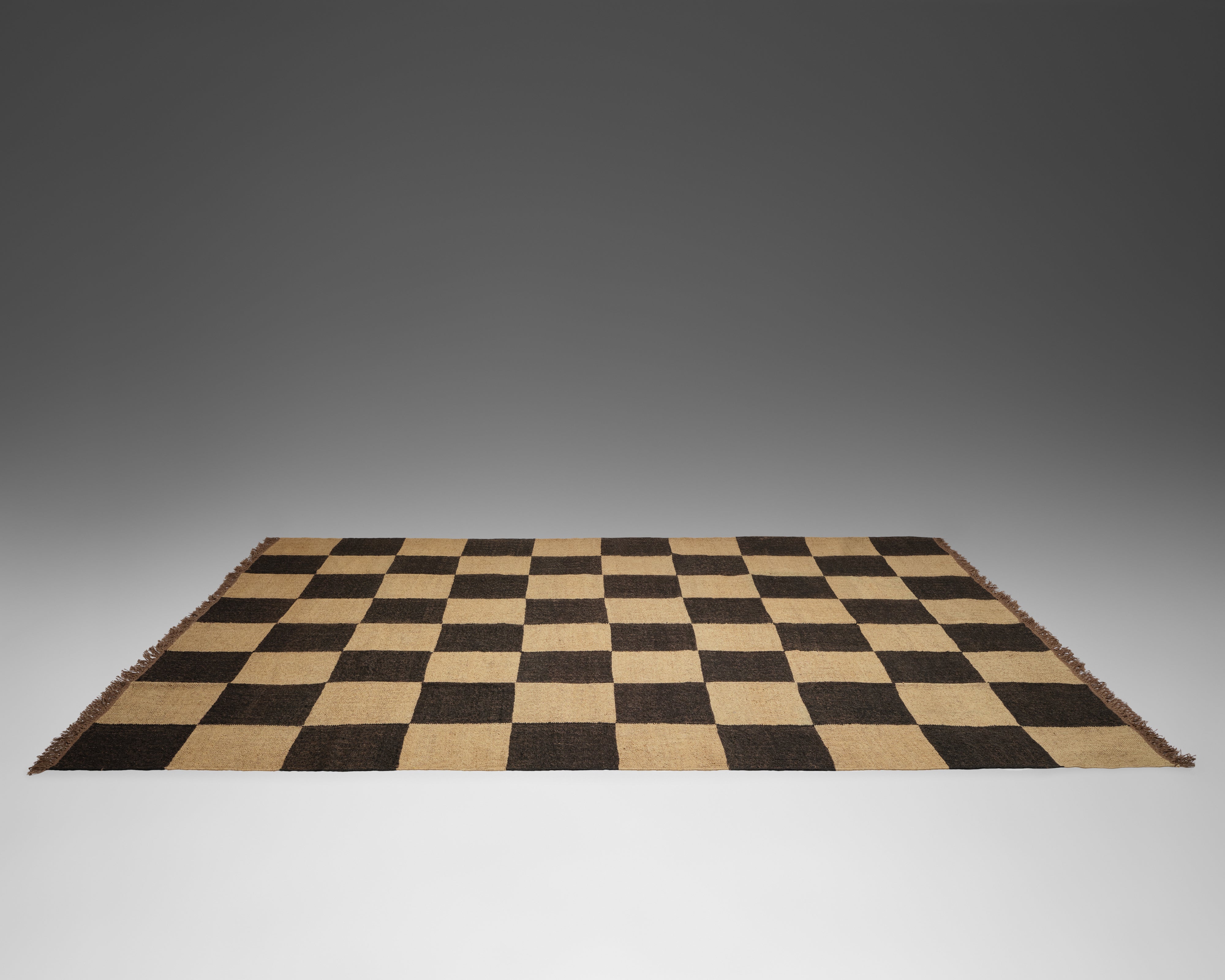 The Checkerboard Rug - Big Checks in Off Black