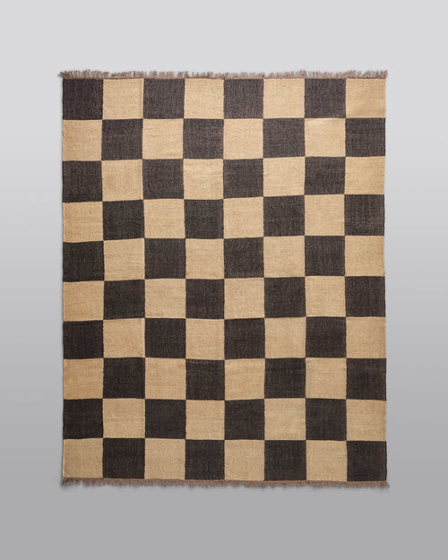The Checkerboard Rug - Big Checks in Off Black