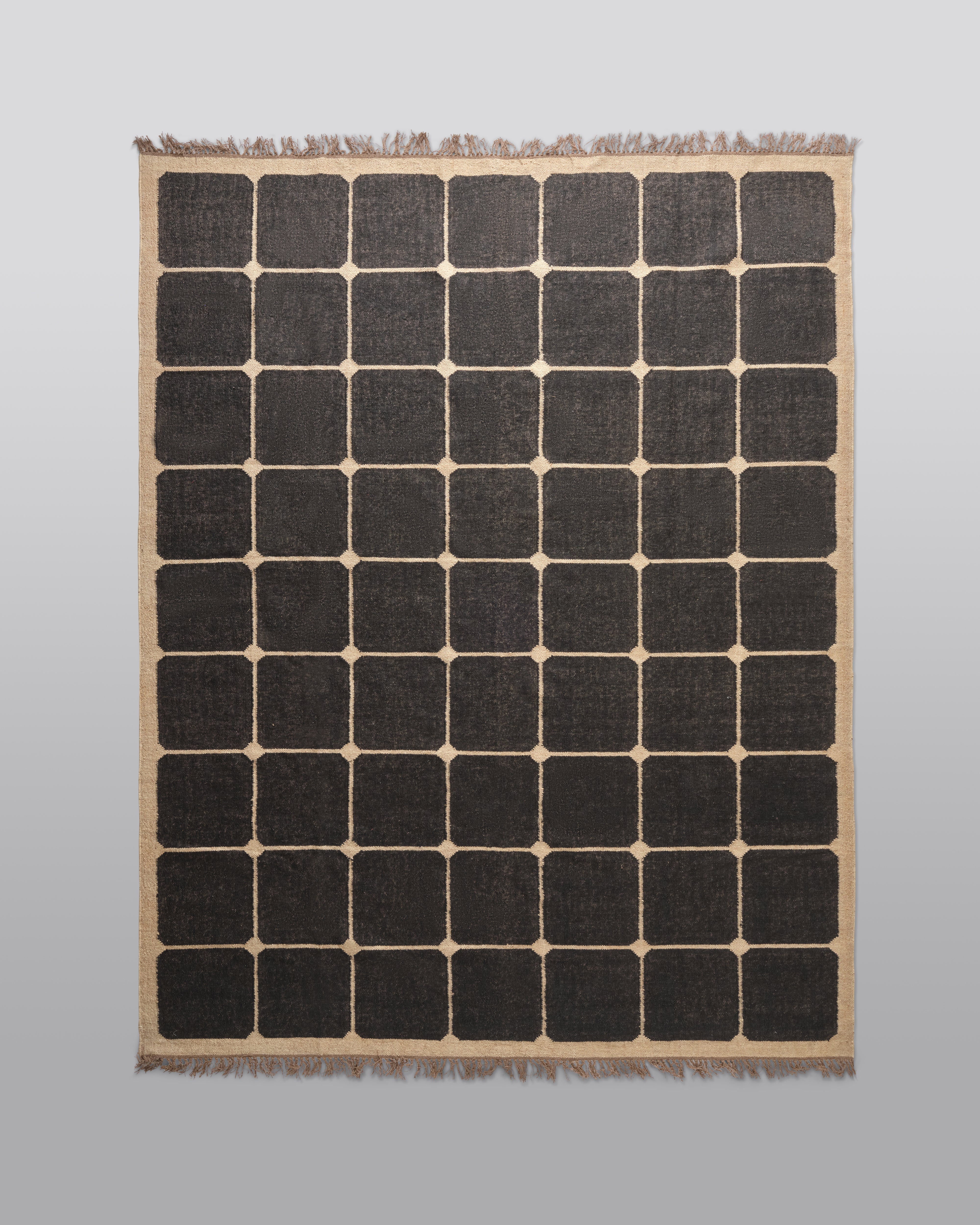 The Checkerboard Rug - Dark Tile Checks in Off Black