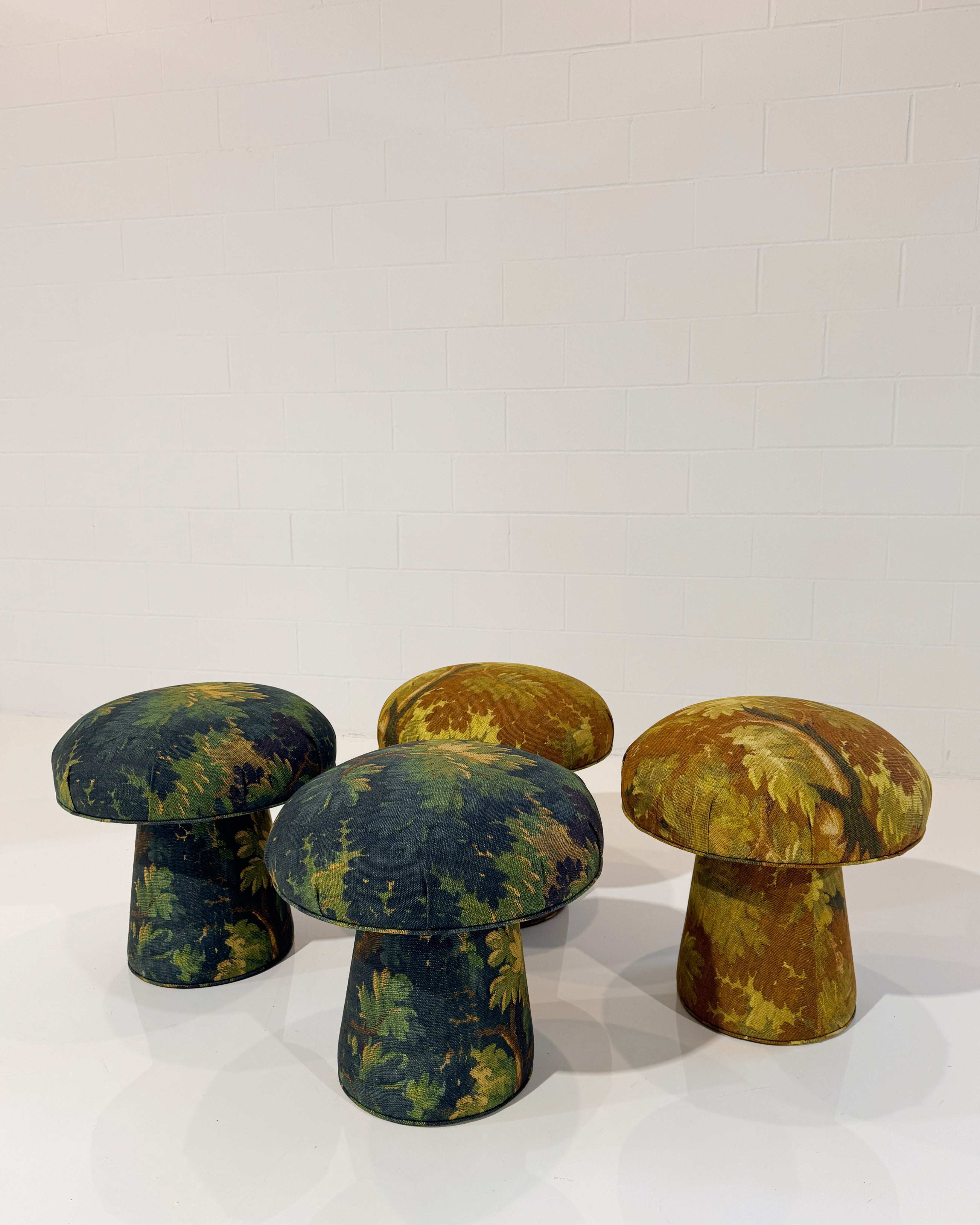 The Forsyth Mushroom Pouf in Dedar 'Schwarzwald' Automne