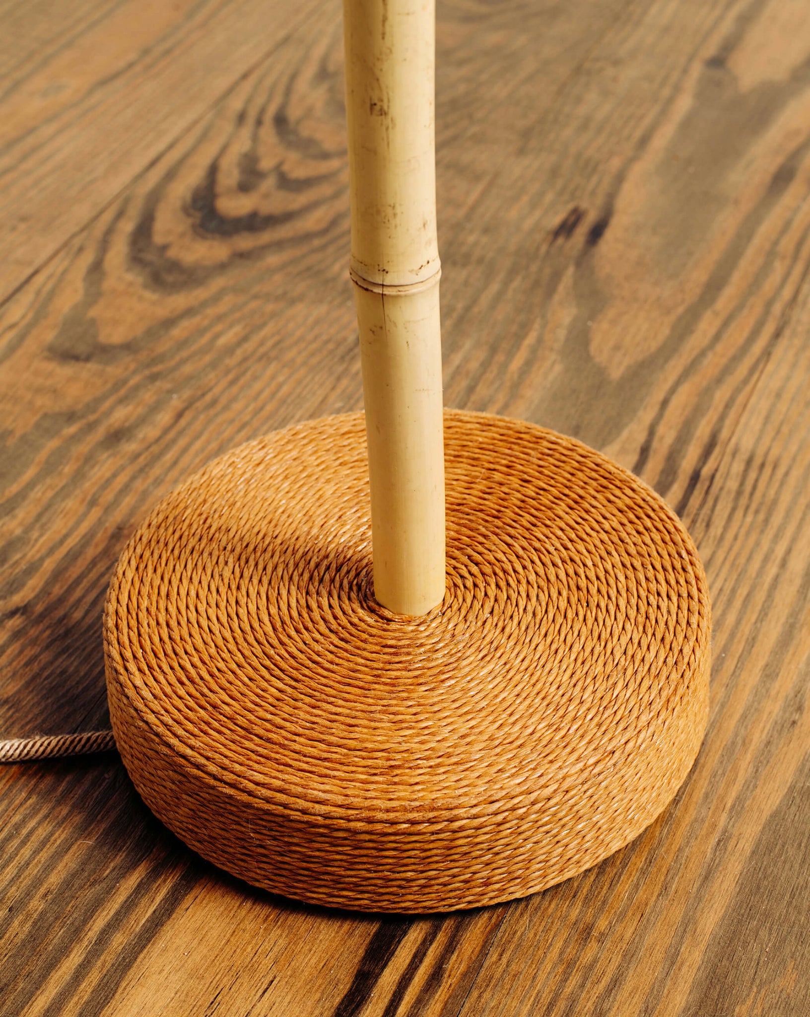 'Pagoda' Bamboo Floor Lamp with Pangolin Shade and Coiled Seagrass Base