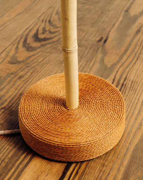 'Pagoda' Bamboo Floor Lamp with Pangolin Shade and Coiled Seagrass Base