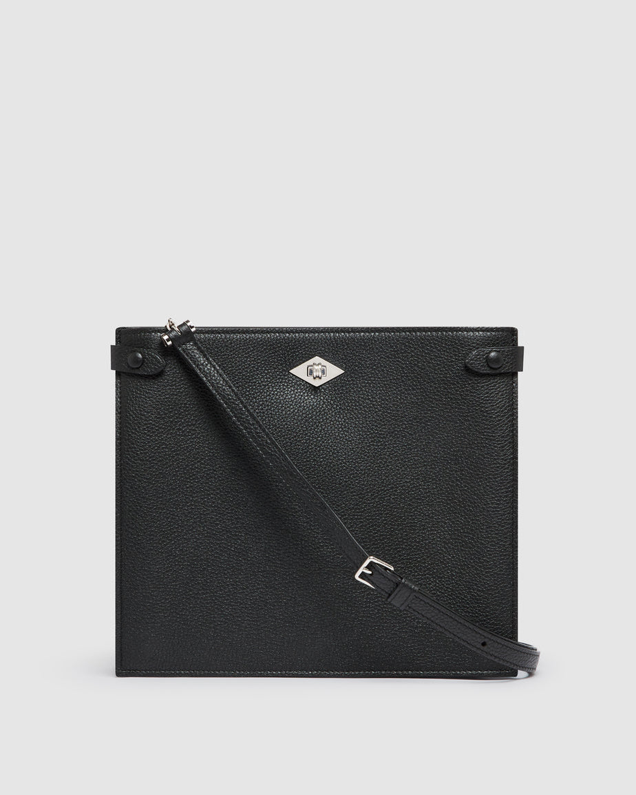 Stowaway Crossbody in Soft Grain Leather Black