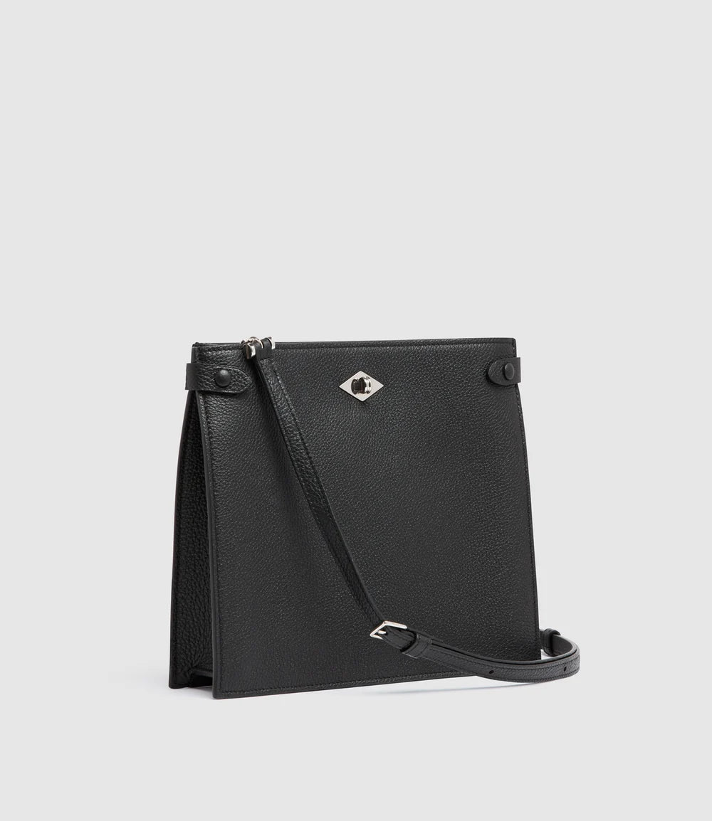 Stowaway Crossbody in Soft Grain Leather Black