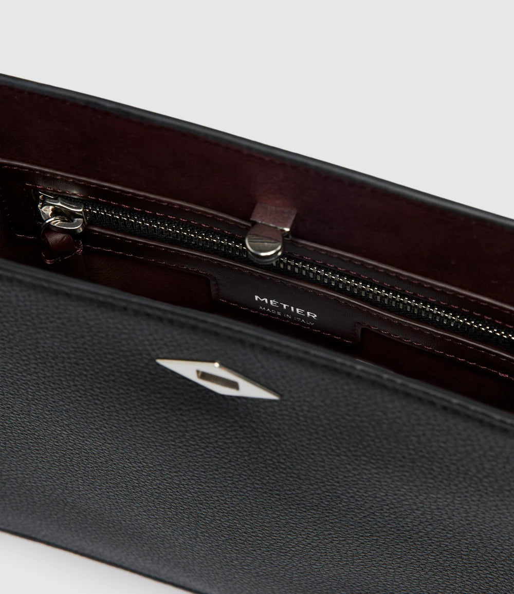 Stowaway Crossbody in Soft Grain Leather Black
