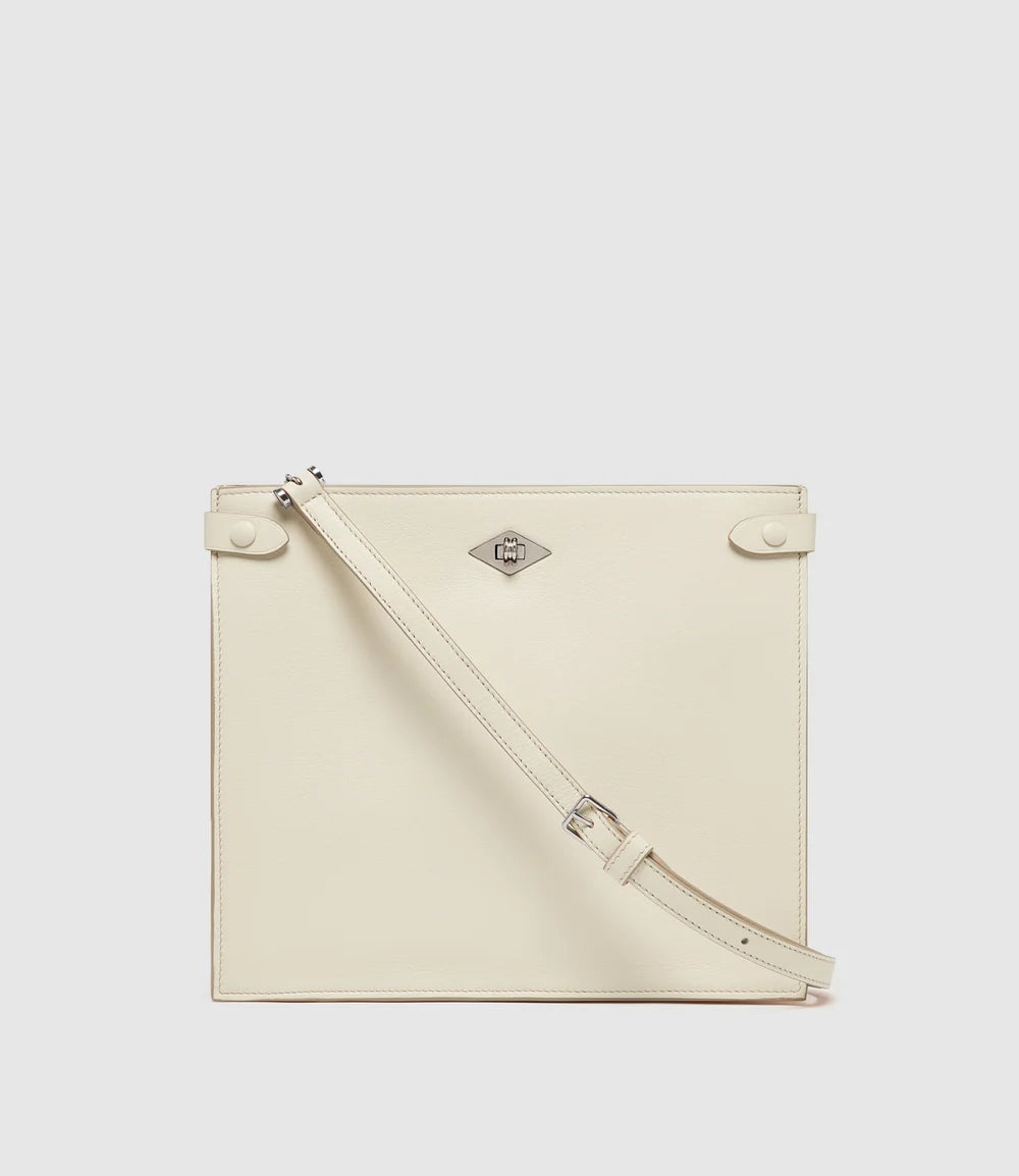 Stowaway Crossbody in Smooth Calfskin White Sand
